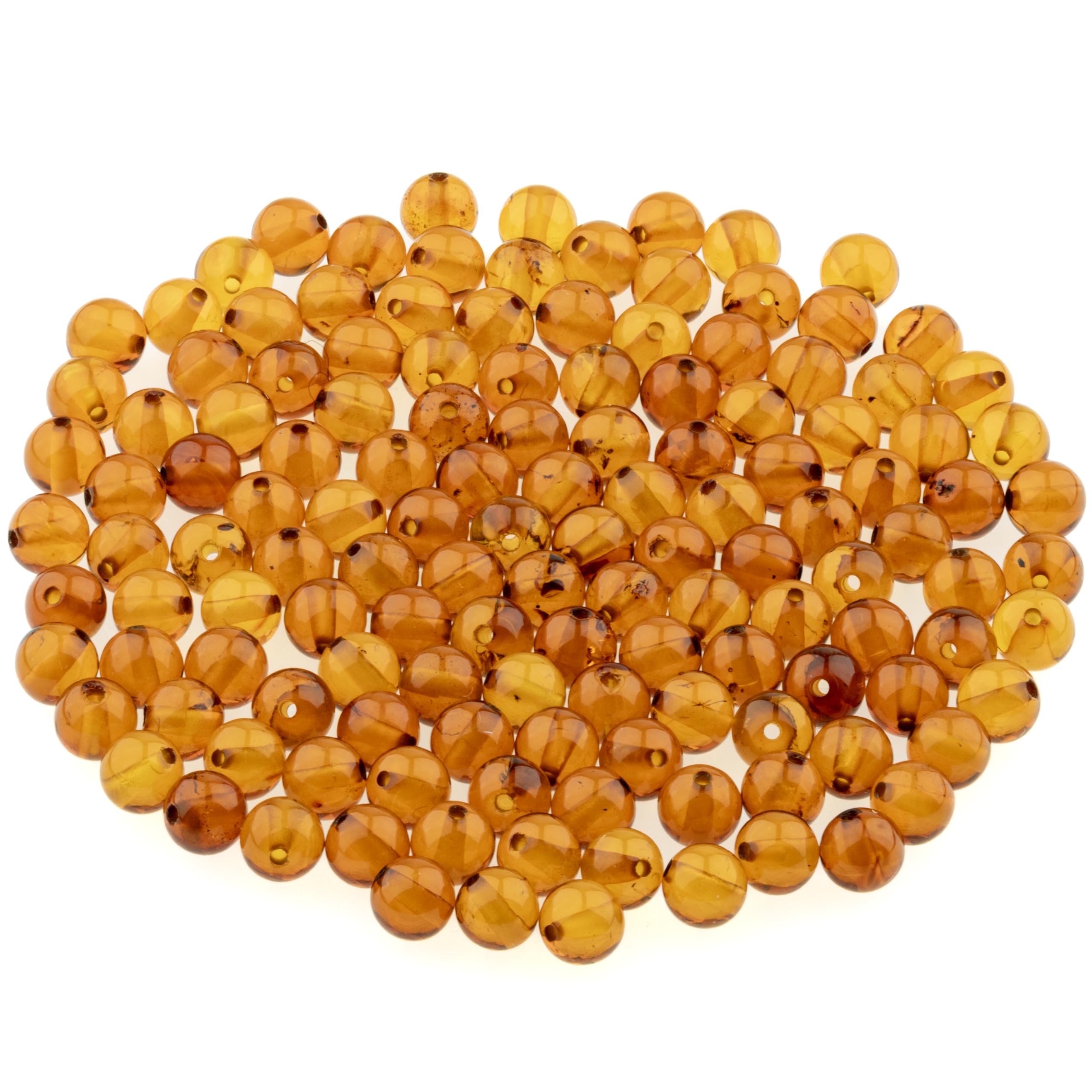 Cuentas redondas de ámbar – Piedra báltica 100% natural pulida de 5 mm sueltas con agujeros perforados, varios colores Amber Culture