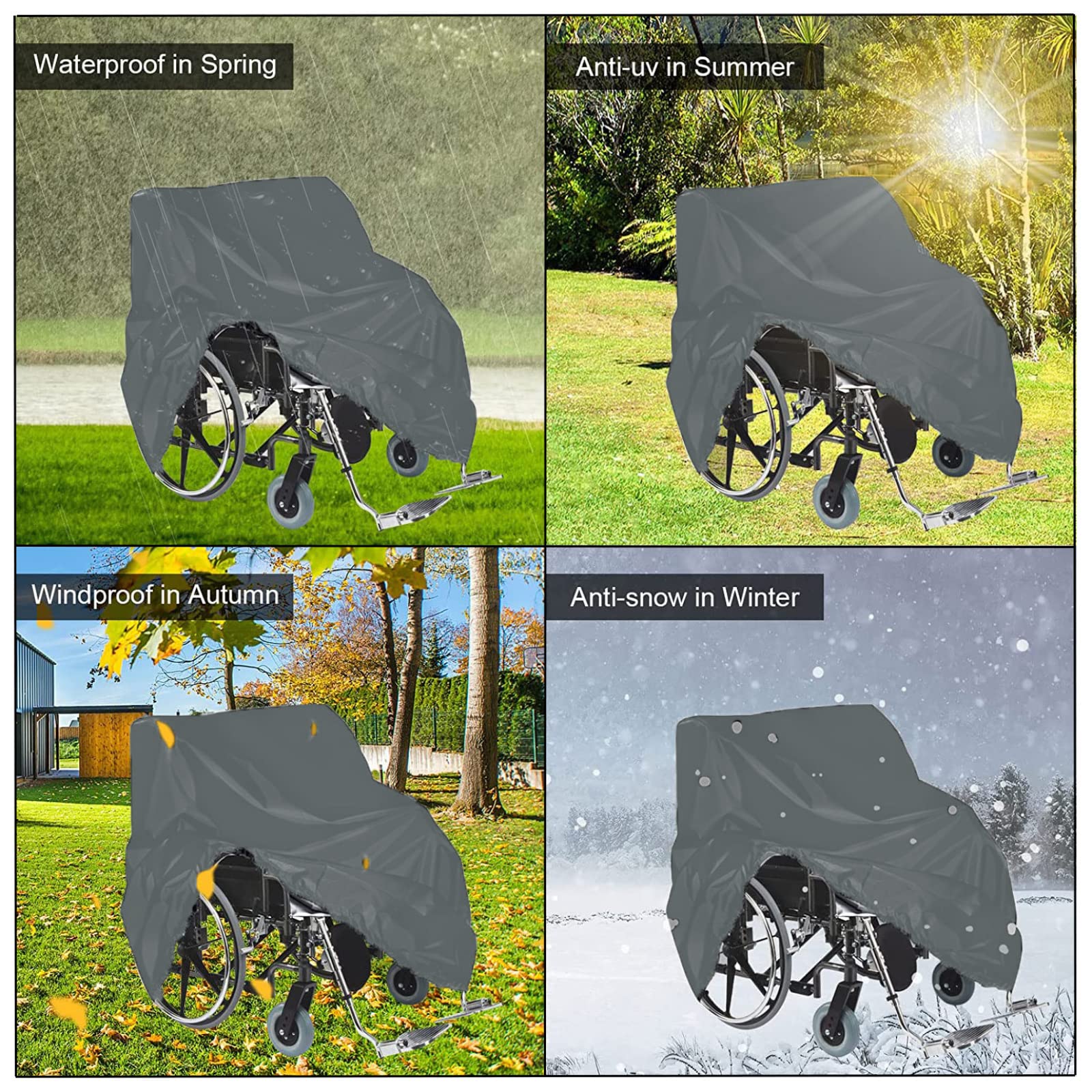 Elektryczny pokrowiec na wózek inwalidzki, pokrowiec ochronny na wózek inwalidzki dla osób starszych - wodoodporny 210D Szary Heavy Duty Mobility Scooter Chroń akcesoria przed kurzem Brudny śnieg D