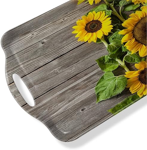 Miniatura 12 de Bandeja decorativa con asas, bandejas rectangulares multiusos para restaurante, fiestas, mesa de café, cocina, tortuga retro Tortuga retro,Bandera