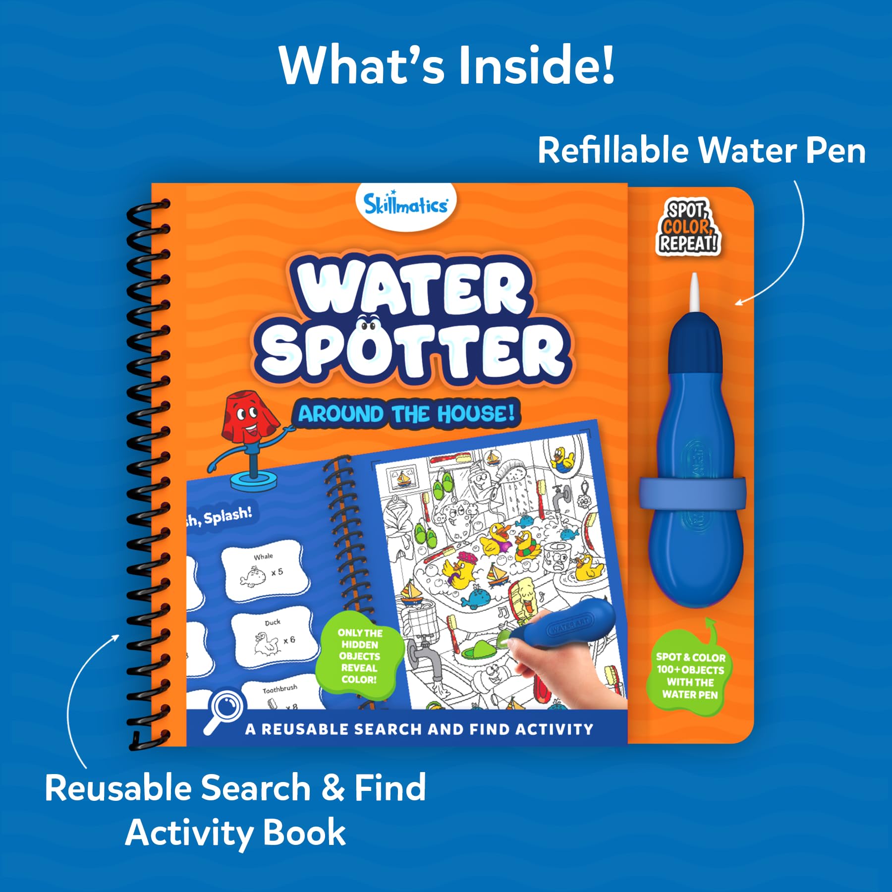 Skillmatics Reusable Search & Find Book, Water Spotter, Mess-Free, Paint with Water Kits, Fun Learning Painting Activity - Image 3