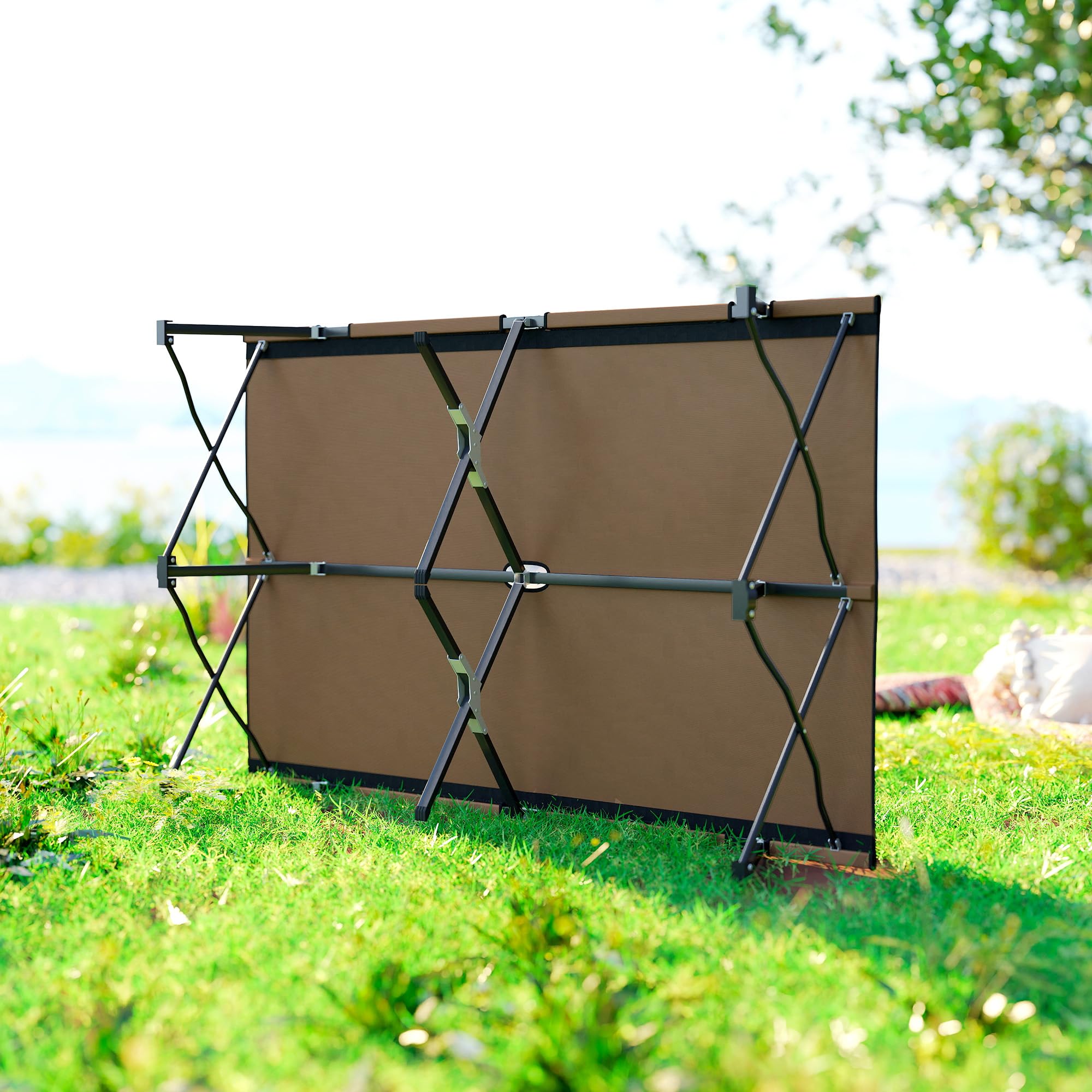 Lit de camping double Outsunny Lit de camp pliable Transat d'extérieur Lit de jardin ultra léger avec sac de transport (kaki)