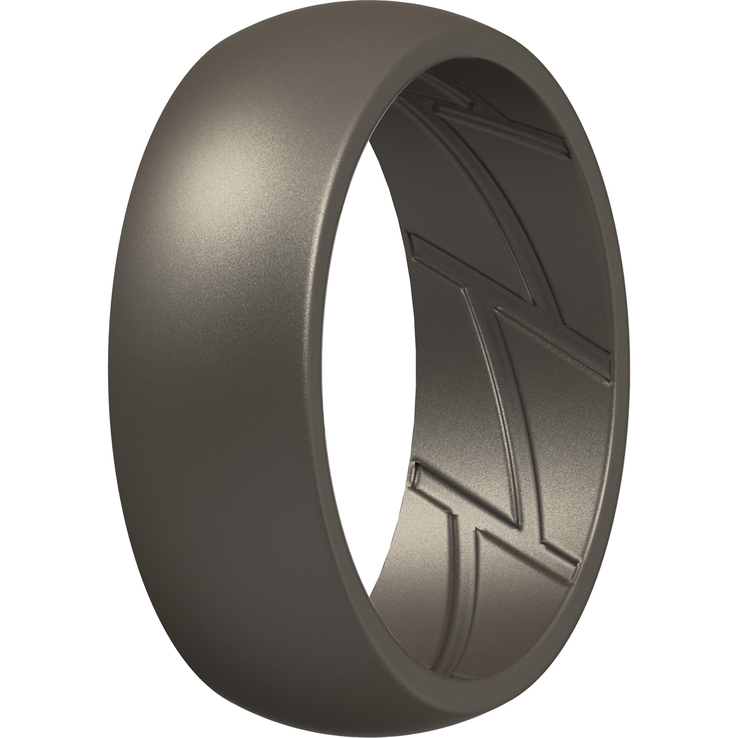 ThunderFit Silicone Wedding Rings for Men, Breathable Edition Rubber Engagement Bands Airflow Inner Grooves 8.5mm Wide 2.5mm Thick - 1/2/3/4/5/6/7 Variety Multipack, 6.5 - 7 (17.35mm), Silicone, No