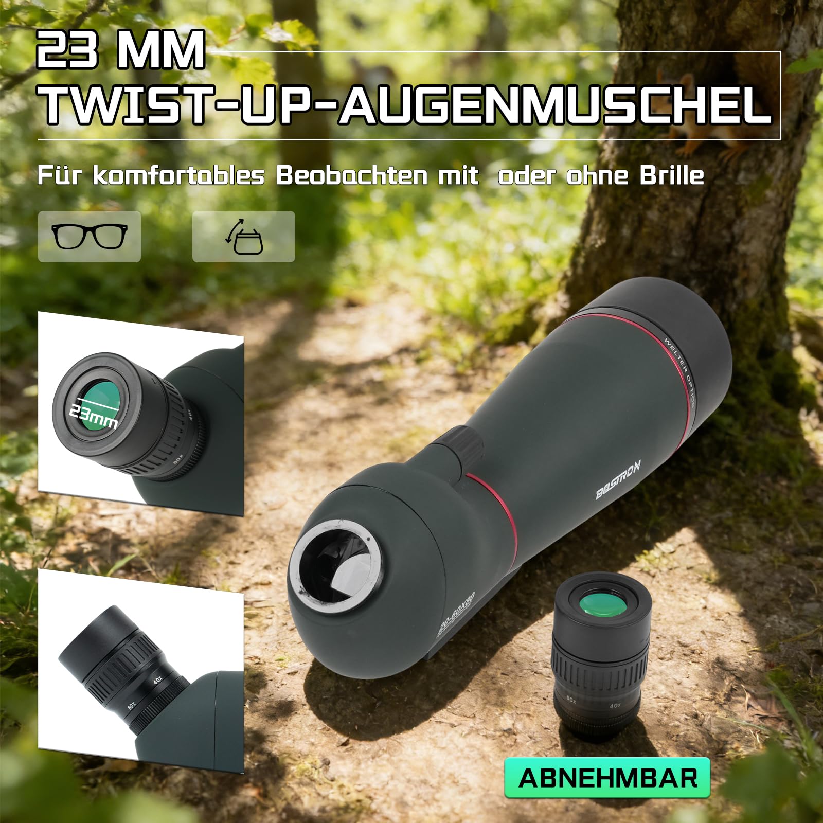 20-60 x 80 Spektiv Vogelbeobachtung HD FMC für Jagd | Spektive Sportschützen - Wasserdicht Porro Prism mit Stativ,45-Grad-abgewinkelte für Vogelbeobachtung,Zielschießen