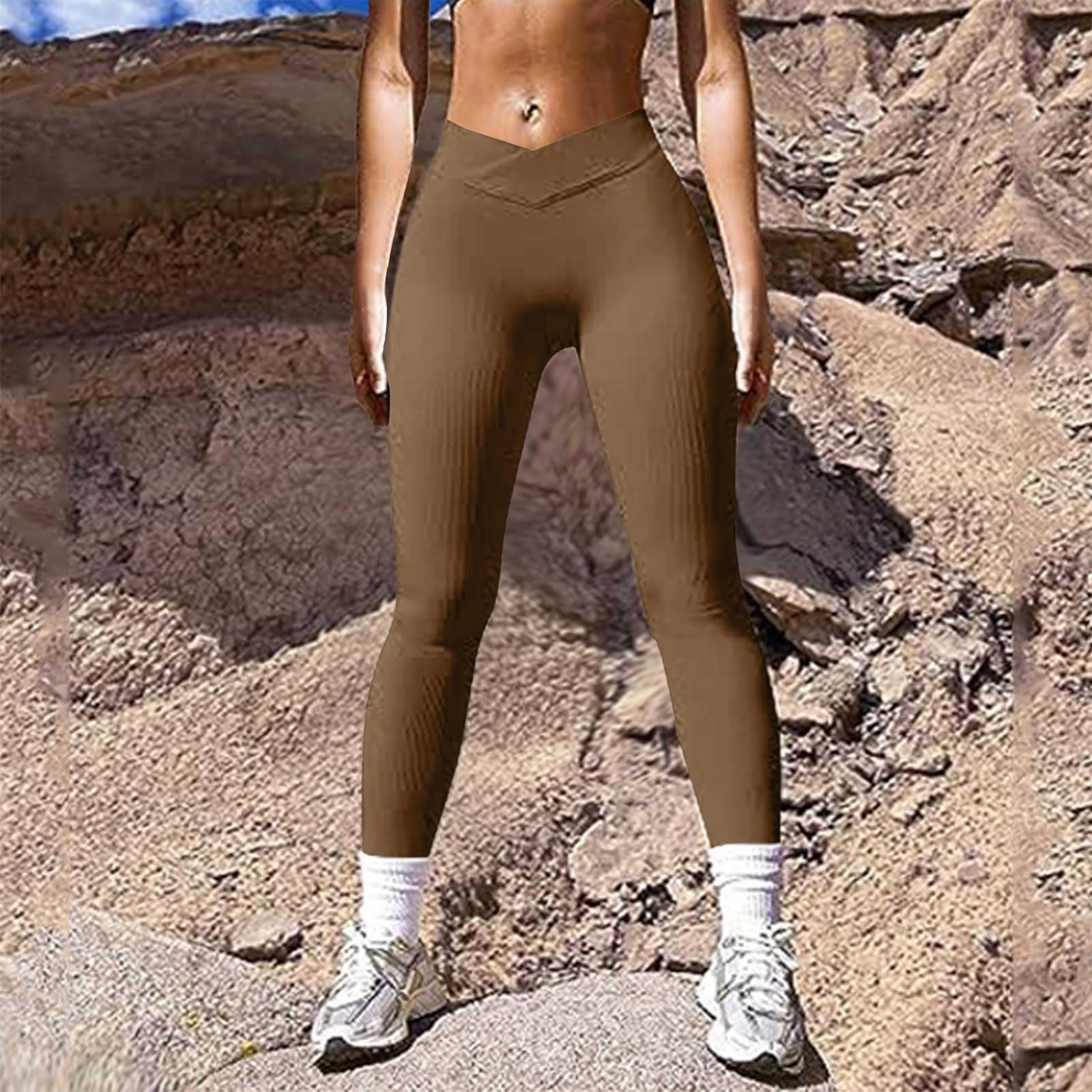 Leggings de Yoga Solides pour Femmes, côtelés, Taille Haute, Pantalons d'exercices décontractés
