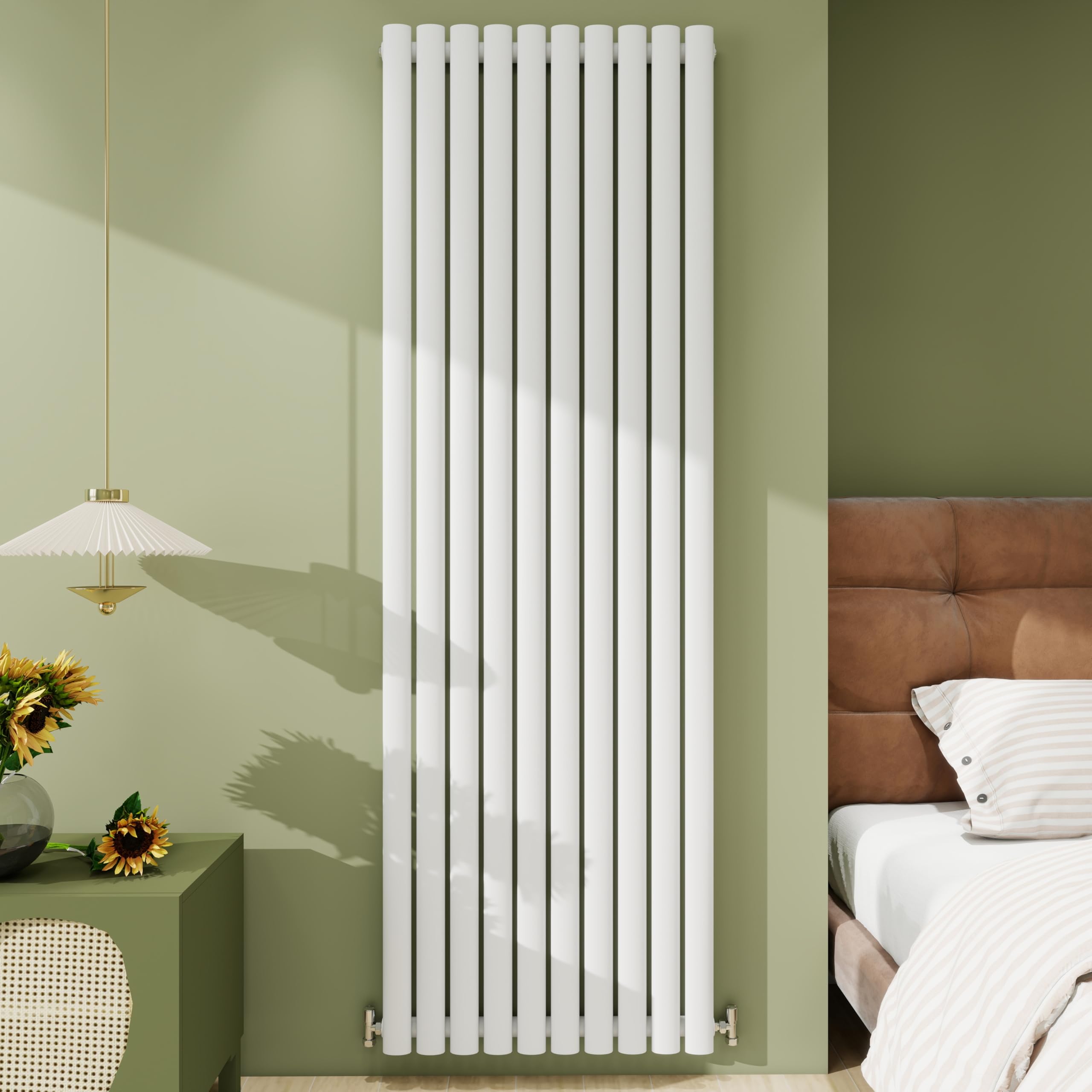 Biubiubath Radiator 1800×590mm White Vertical Single Oval Column Designer Central Heating Rad 4195 BTU
