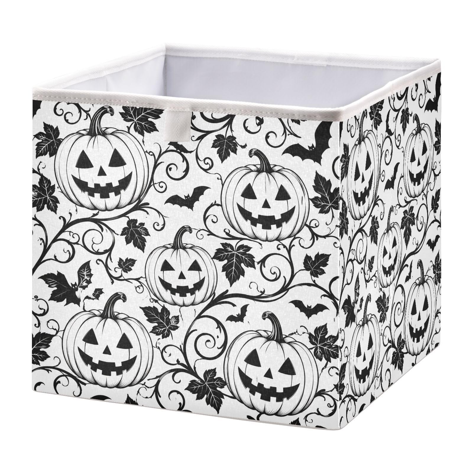 Ewusp Halloween Pumpkins Cube Storage Boxes 28x28 cm Foldable Closet Organiser Bin Holiday Basket Baby Basket for Nursery Bedroom Office