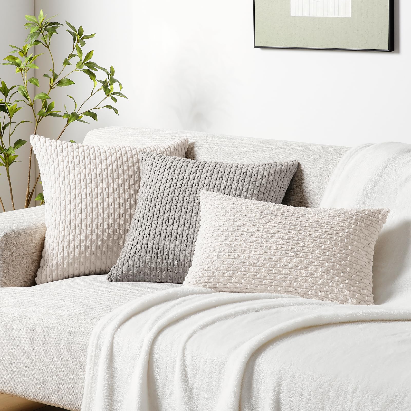 Softalker Altroze Kussensloop, 40 x 40 cm, corduroy, set van 2 pluizige en zachte kussenhoezen, bankkussens, sierkussens, decoratie voor bank, woonkamer, meisjeskamer, lente, tuin