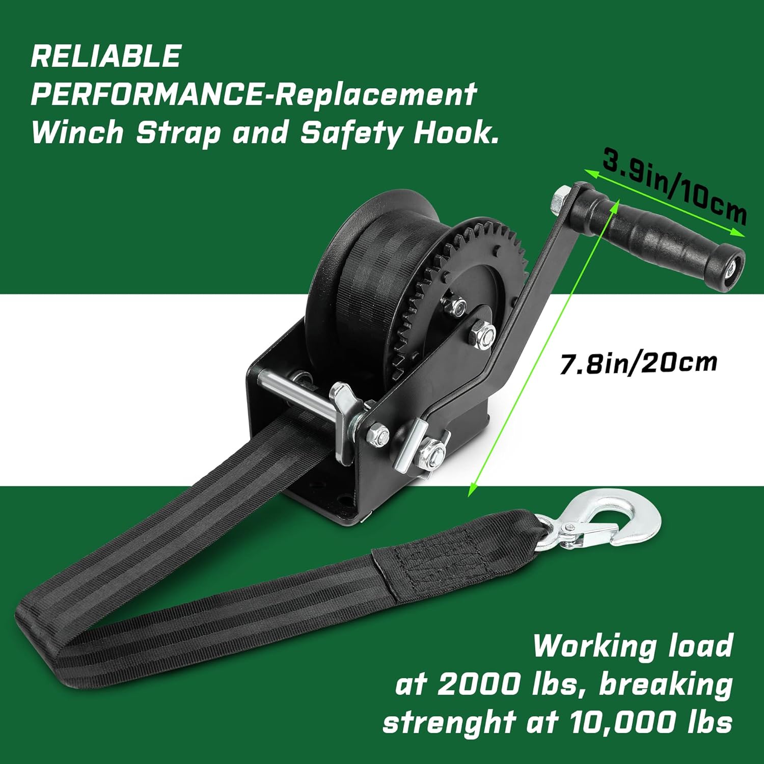 Zostera Trailer Boat Hand Winch with Heavy-Duty Gears 2000lbs 30-Foot Strap and Safety Hook, Portable Hand Crank Winch,for Boat Trailer Towing Winch… : Sports & Outdoors