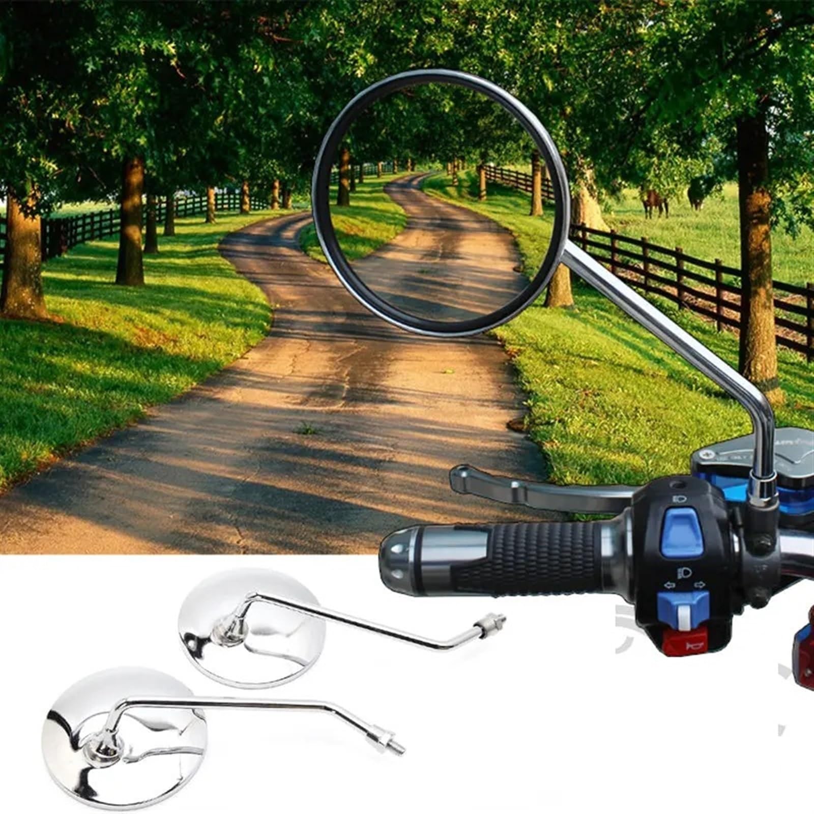 Specchietti Retrovisori Universali Cromati Rotondi Da 10 Mm Per Moto Scooter Specchietti Laterali Per Suzuki GN 125 Per Jog BWS BWS 100 125 Vino Specchietti Manubrio