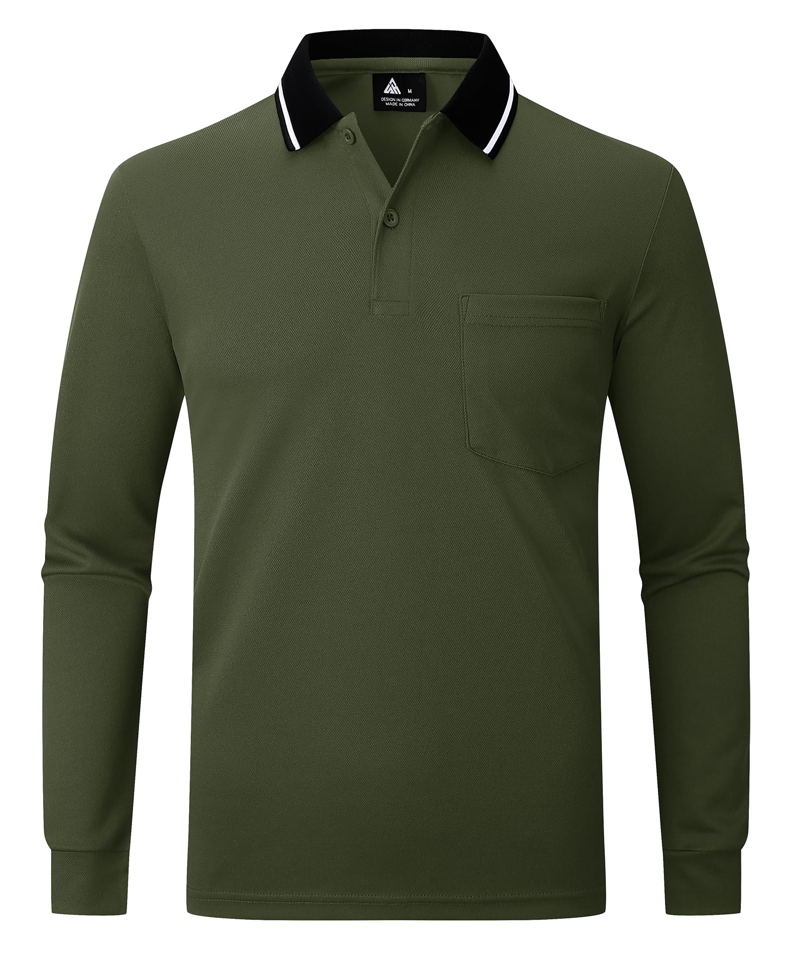 JACKETOWN Polo Uomo Maniche Lunghe Polo da Golf Lavoro Traspirante T Shirt con Taschino Primavera Autunno Camicie per la Pesca Escursionismo