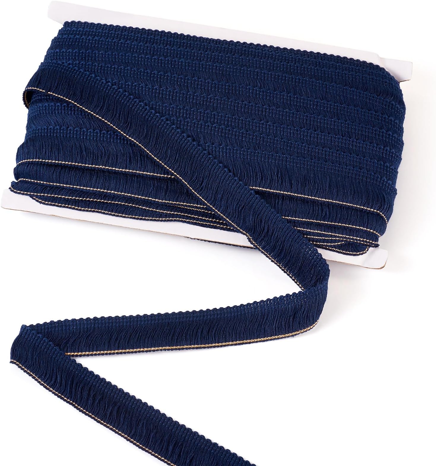 Beadthoven 27 Yards 1 Inch Fringe Trim Tassel Ribbon Polyester Lace Ribbon for Sewing, Clothing, Cushions, Pillow, Curtain, Home Decorations, DIY Crafts - Navy Blue