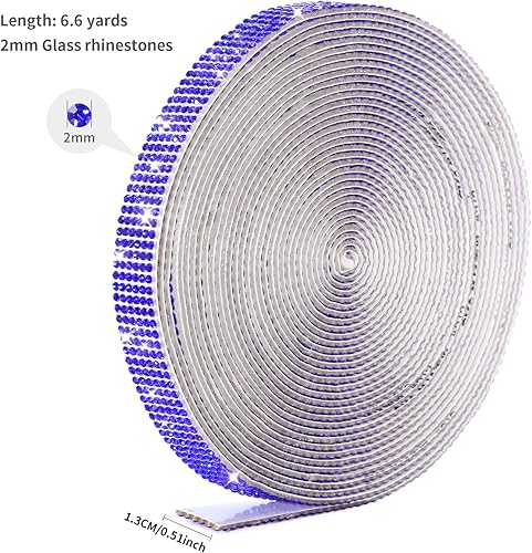 Miniatura 2 de Tiras de diamantes de imitación autoadhesivas de 6.6 yardas, cinta de diamantes de imitación con diamantes de imitación de 0.079 pulgadas brillantes