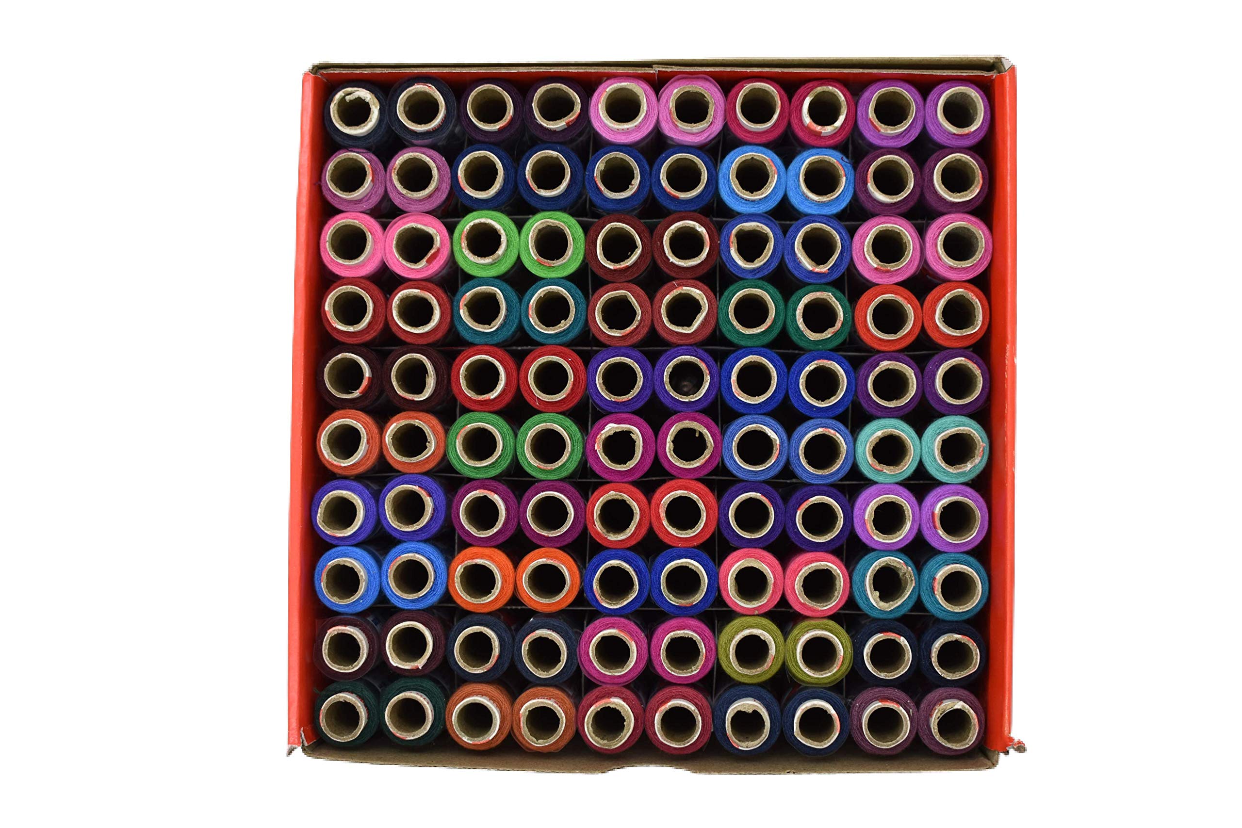 HUNNY- BUNCH Premium Madura Coats Spade Poly - Polyester Sewing and Tailoring Thread 2 Ply (180 Meters of Each Tube - 100 Tubes Per Box) Multicolored (2006L)