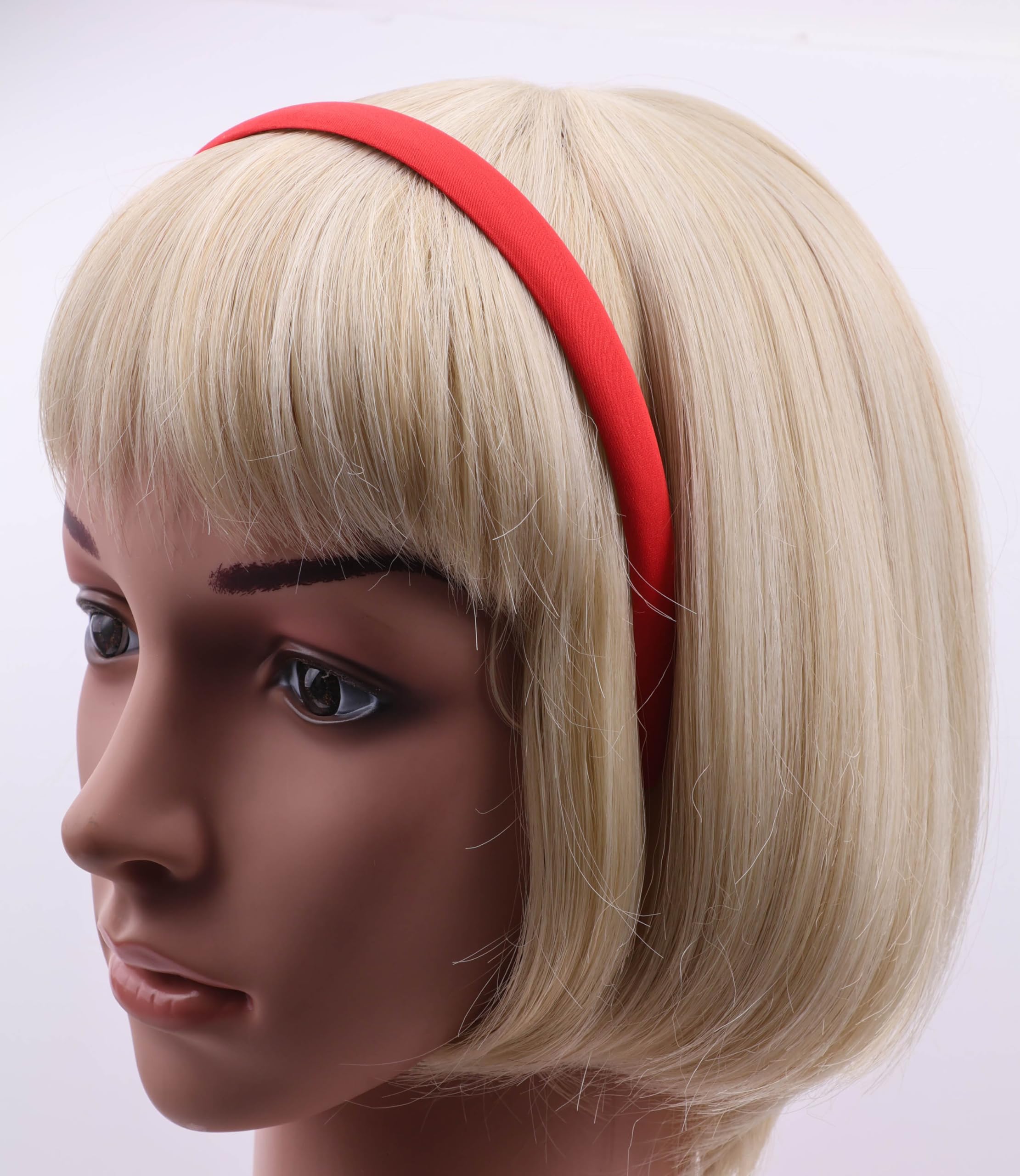 Mytoptrendz 2 PCS Plain Alice Headband Plain Thin Non-Slip Grip Hair Bands Satin Fabric Covered Hoop Headbands for Children and Adults Basic Accessories 15mm (Red) - Image 4
