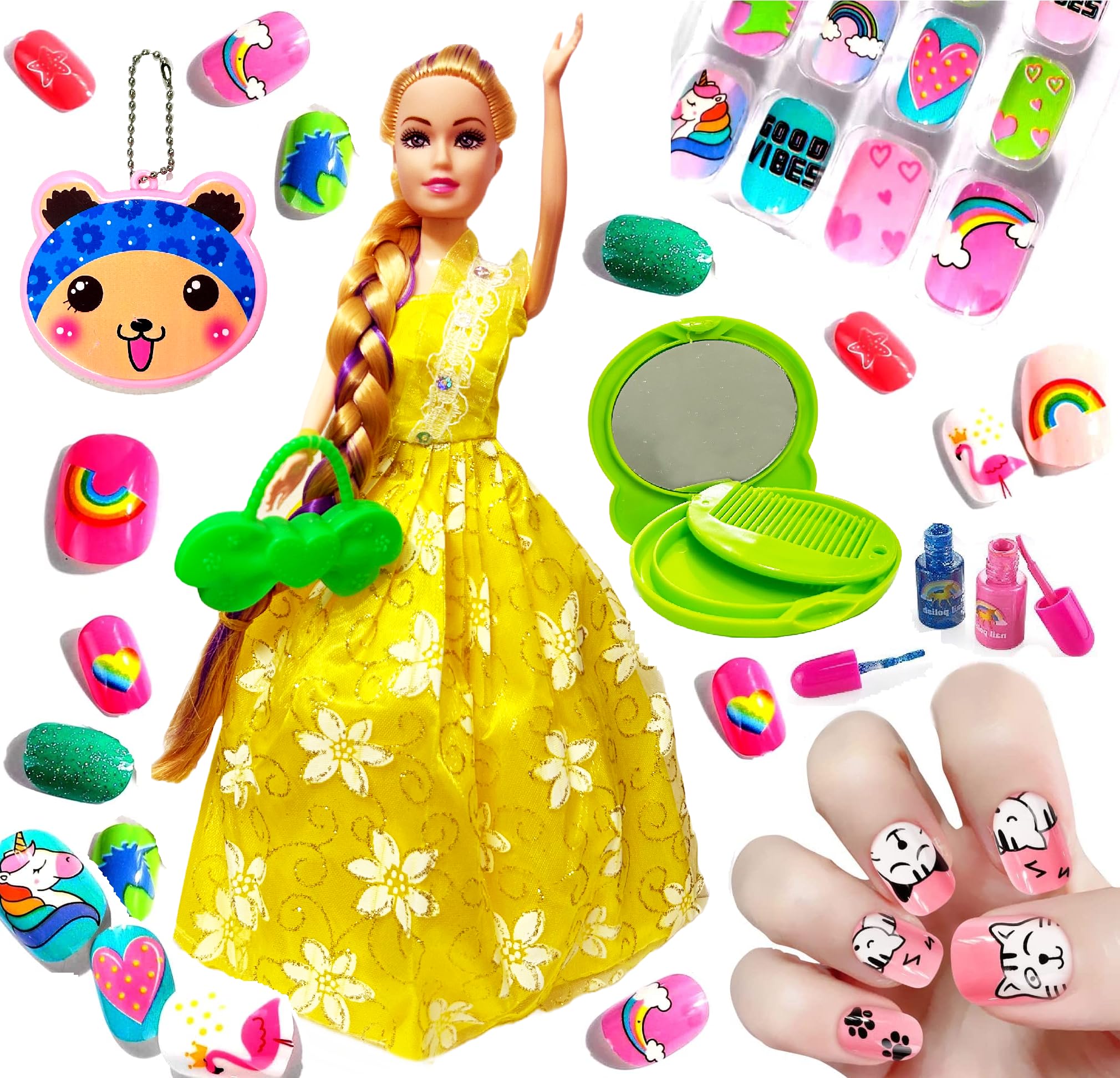 Super Toy Beautiful Doll Toy Set With Artificial Nail Art
