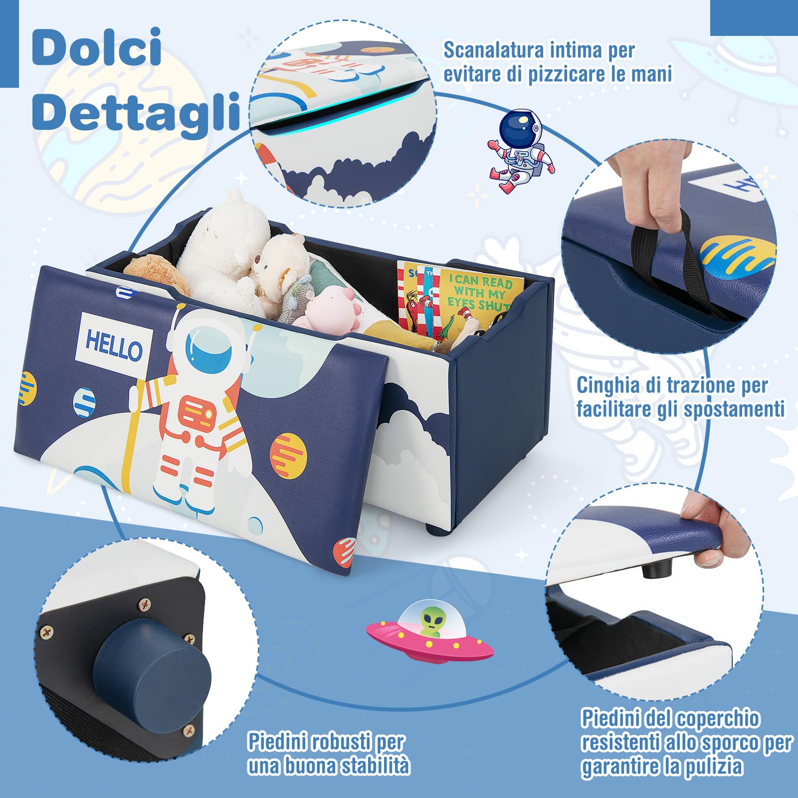 Cassapanca 2 In 1 Per Bambini GYMAX – Portaoggetti E Panca, 150 Kg Di Carico, Antipizzicamento, Con Maniglie
