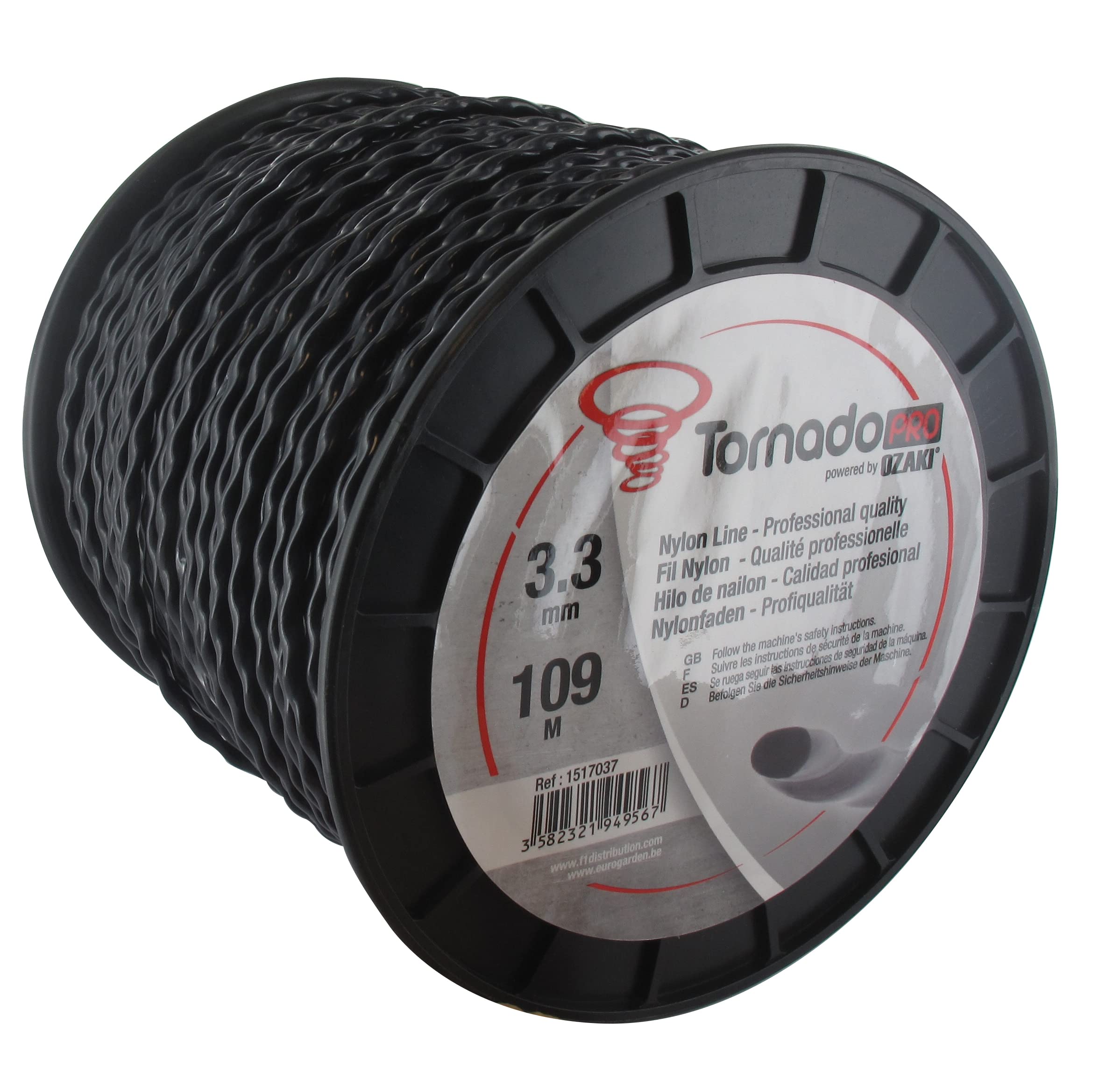 Fil nylon copolymère OZAKI TORNADO 3,30mm pour rotofil silencieux performance jardinage
