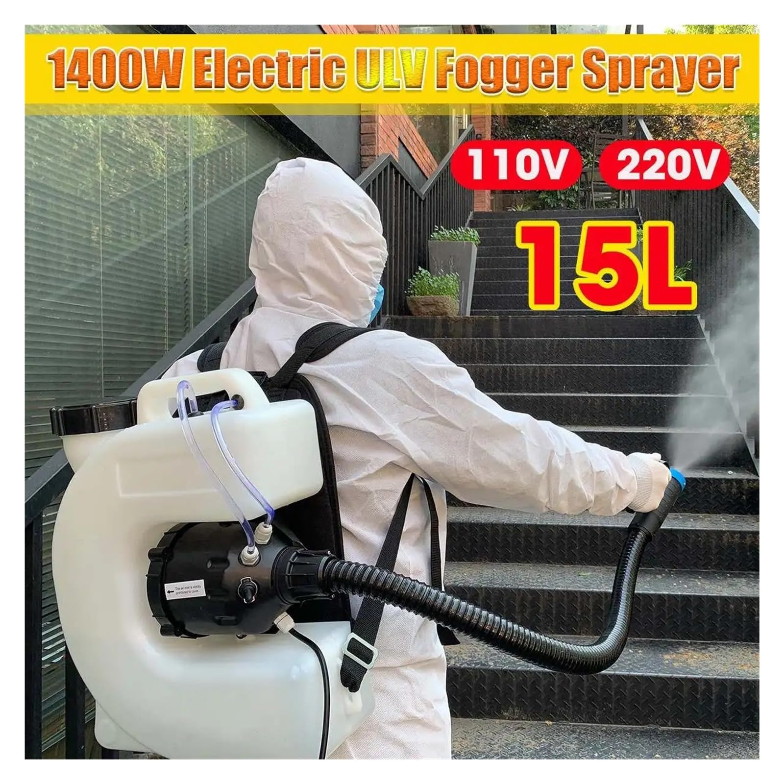 Opryskiwacz Elektryczny, 15L 1400W Super-C plecak elektryczny opryskiwacz ULV, zimny zamgławiacz Ultra rozpylacz ogrodowy maszyna do zamgławiania na zimno