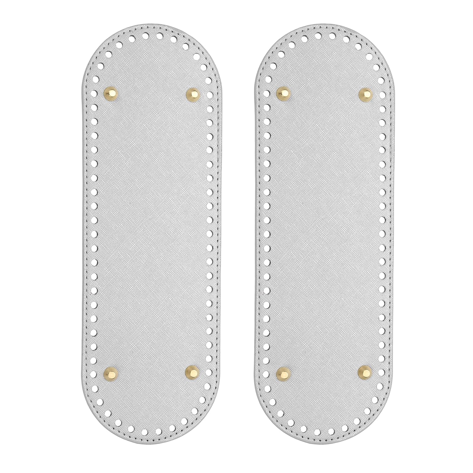 PATIKIL PU Leather Bag Bottom 30x10cm Bag Bases for Crochet Silver 2Pcs