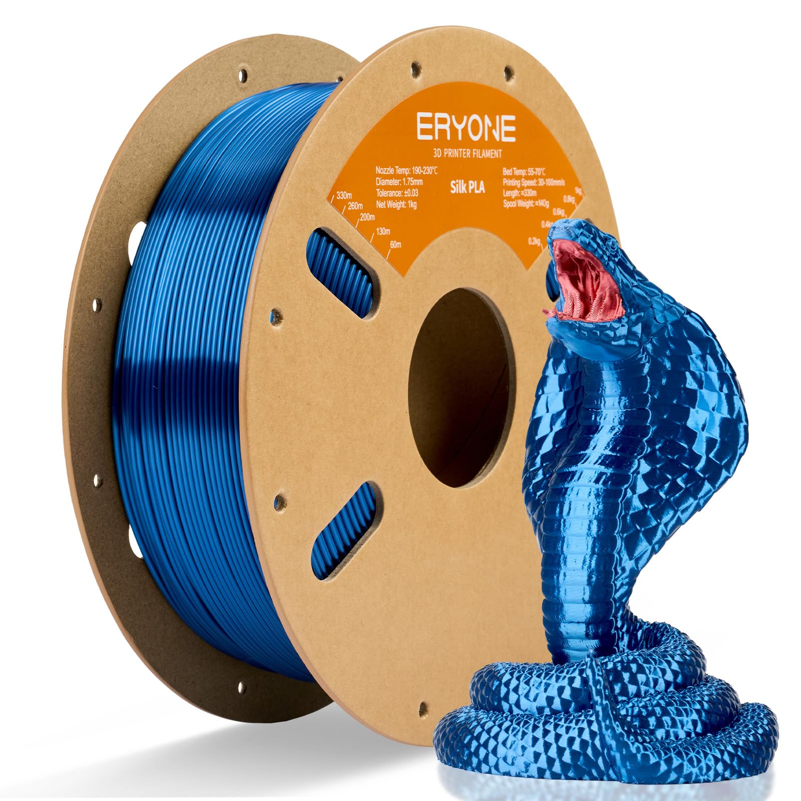 ERYONE Silk PLA Filament for 3D Printer 1.75mm +/- 0.03mm, Shiny Filament 1kg (2.1lbs)/Spool, Ink Blue