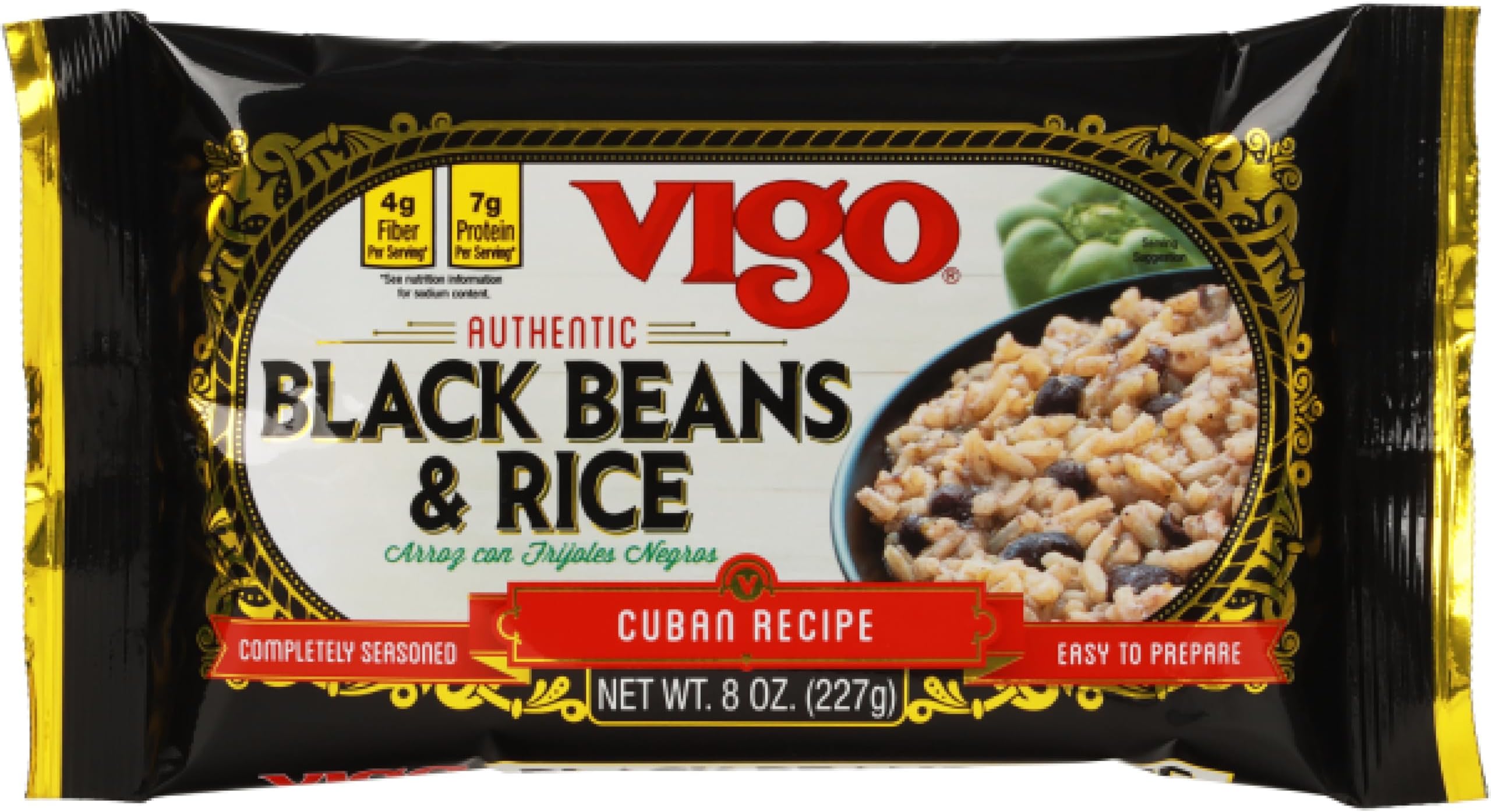 Vigo Authentic Black Beans & Rice, Low Fat, 8oz (Black Beans & Rice, Pack of 12)