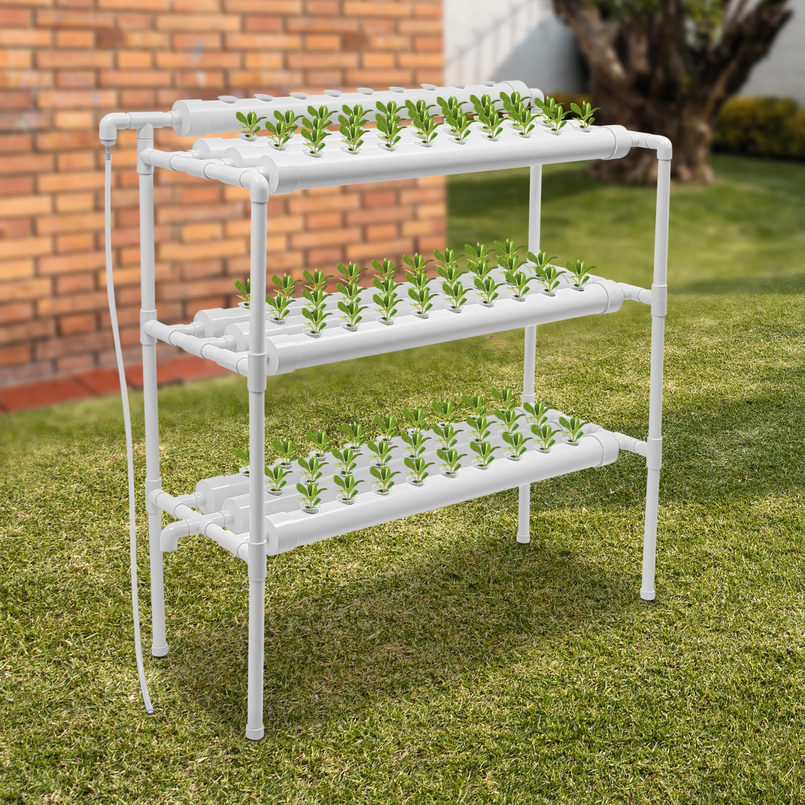 Kit de Cultivo Hidropónico, 90 Lugares de Trabajo, 3 Plantas de Capas de PVC, 10 Tubos, Sistema de Cultivo Hidropónico para Hortalizas