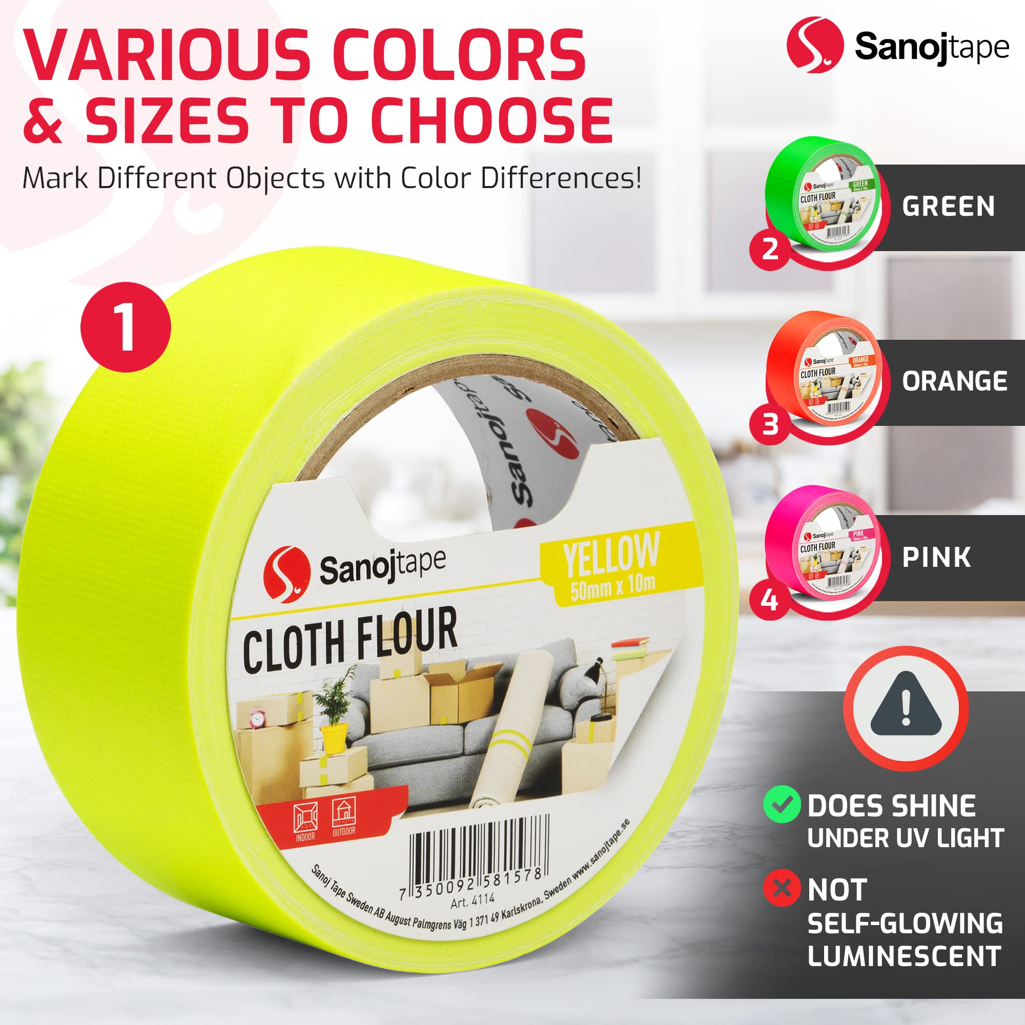 GRIP Eventbasics GT PRO Tape Neon Yellow Fabric Tape 50mm X 25m For Marking, Repair, Adhesive Tape - View #13