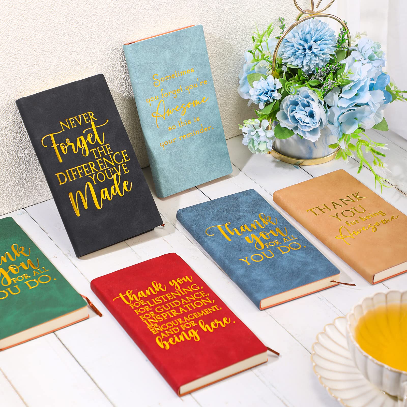 Kosiz 12 Stück Dankeschön-Geschenke, A6, Leder, inspirierendes Notizbuch, große Tasche, kleiner Notizblock für Mitarbeiter, Wertschätzung, Lehrer, Krankenschwester, Geschenk für Frauen und Männer