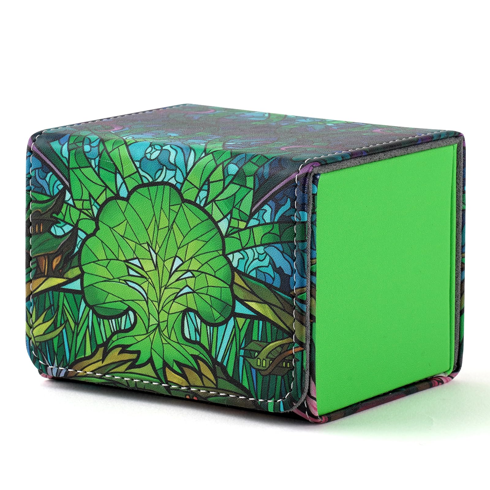Deck Box for MTG Cards, Trading Commander Deck Case Holds 120+ Sleeved Cards, PU Leather Magnetic Collectible Card Storage Box Fits for TCG Magic Card (A-Green)