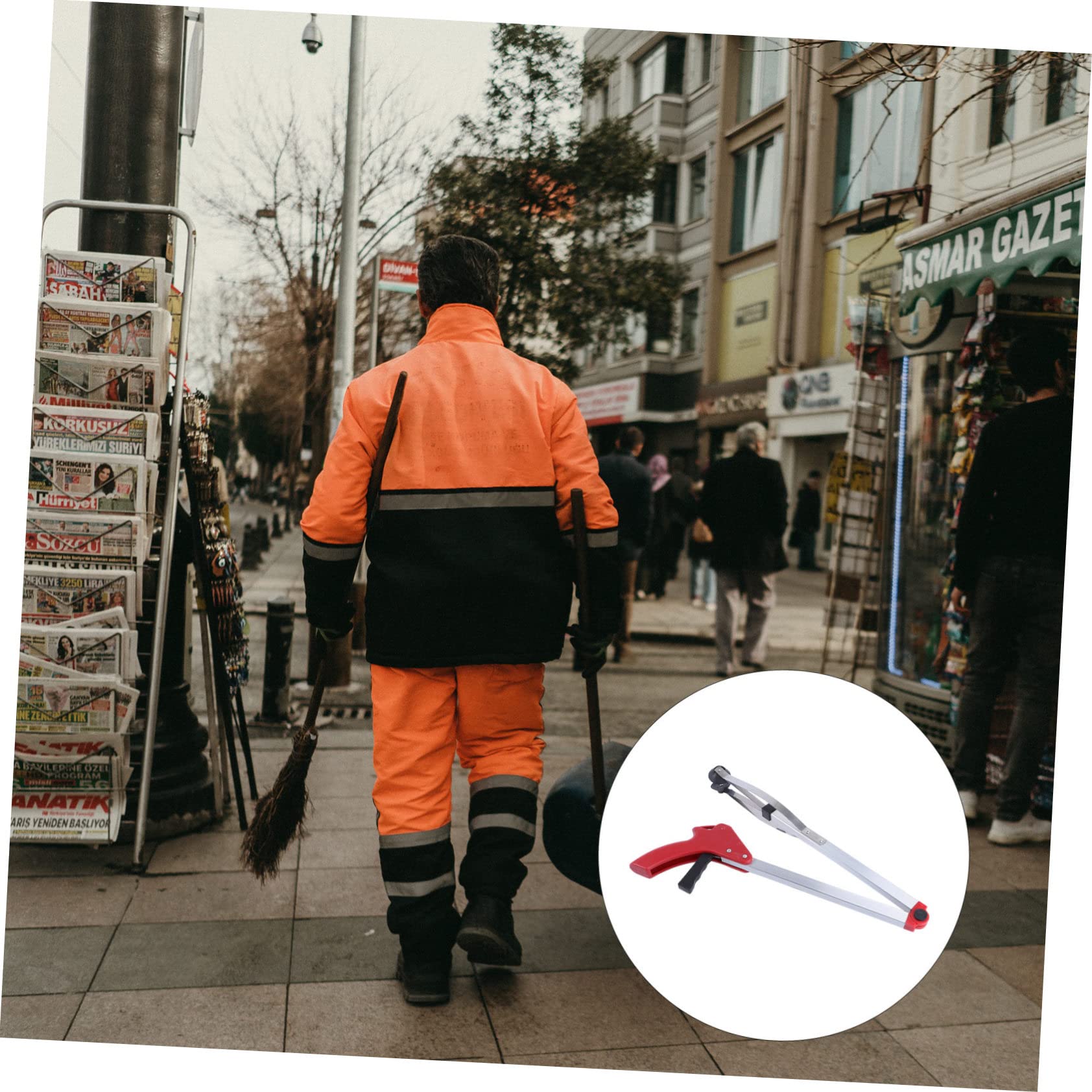 Toddmomy 2 Pièces Pince Ramasse Déchets Multifonctionnelle Aluminium Pliable avec Poignée Rouge Outil Pratique pour Collecte Débris de Jardin
