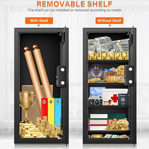 Miniatura 6 de Cajas fuertes de pared de 29.53 pulgadas de alto entre los pernos de 16 pulgadas, cerradura de combinación resistente en la pared con 3 estantes