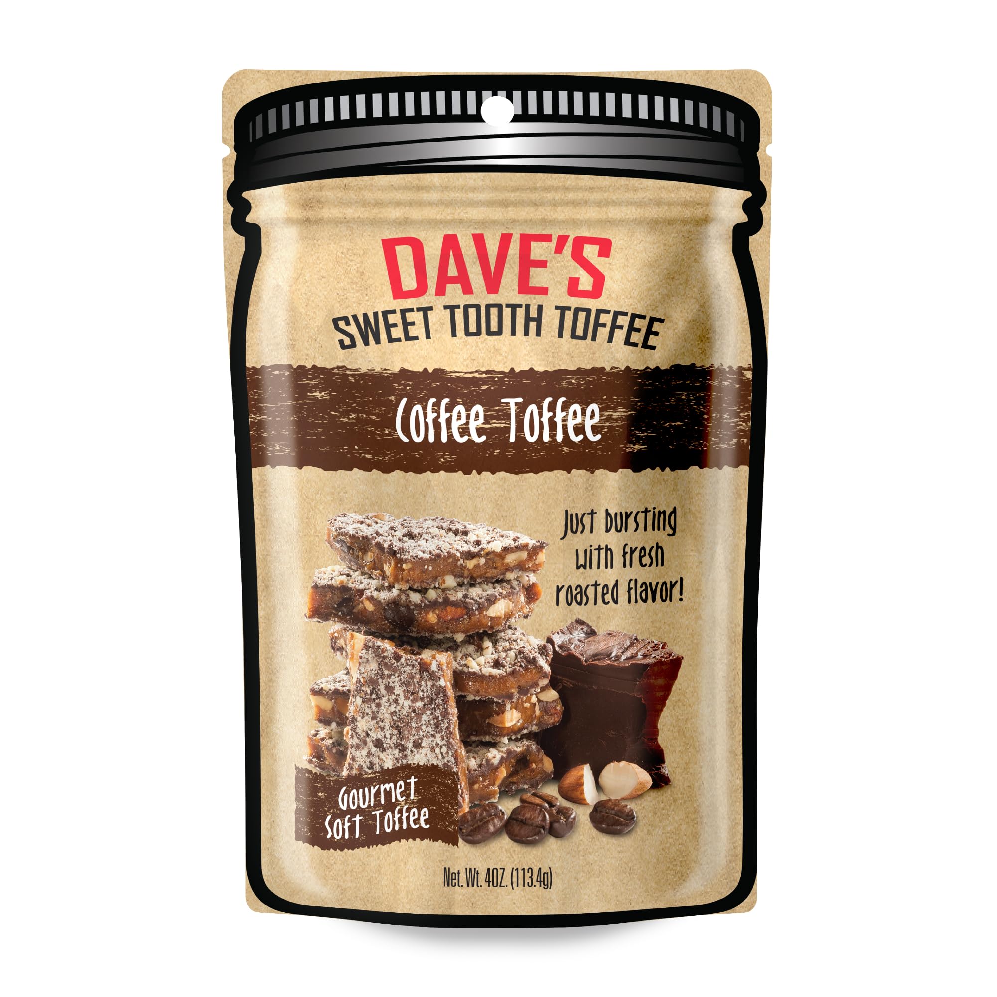 DAVES SWEET TOOTH Coffee Toffee Snack Pouch, 4 OZ