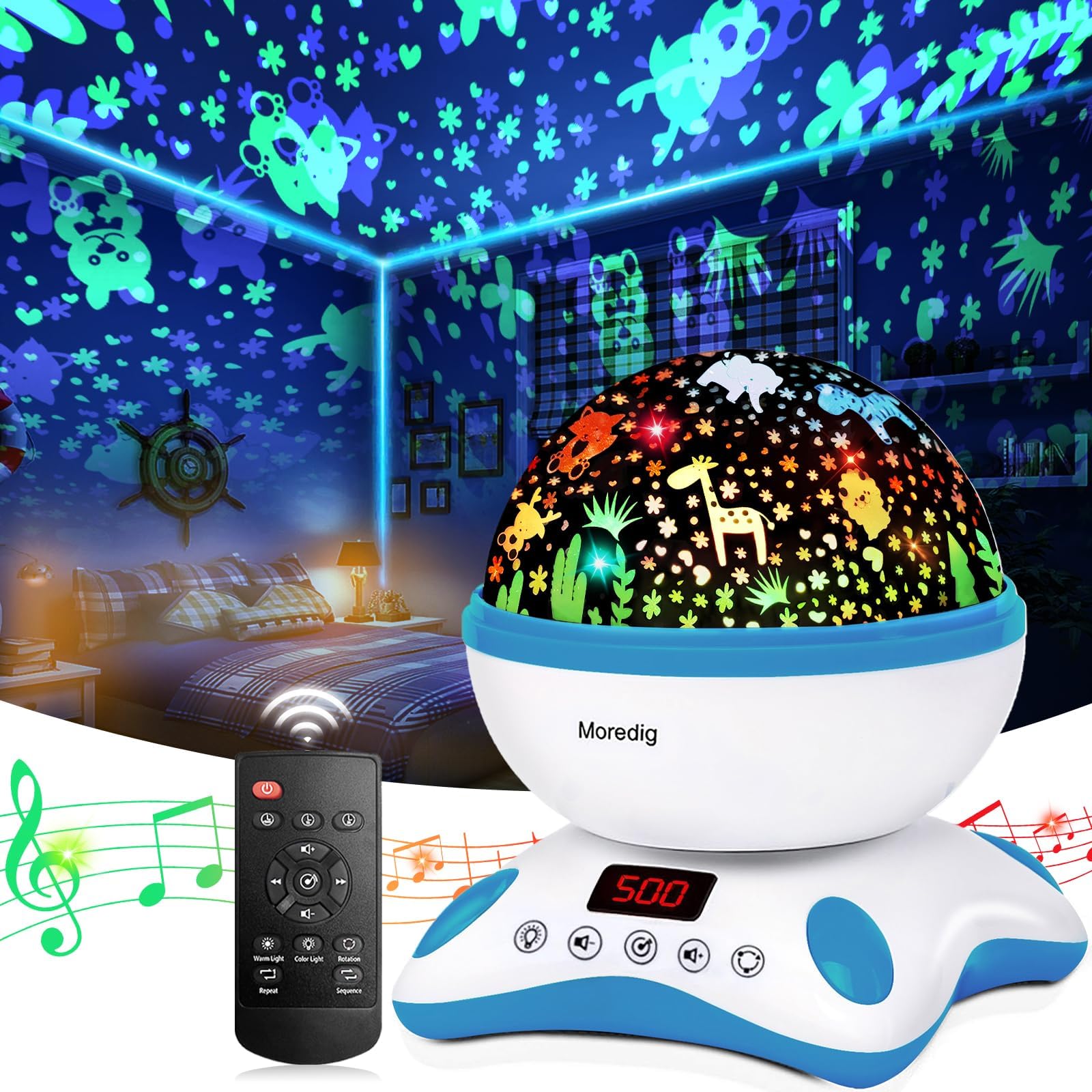 Moredig Baby Projector, Kids Night Light Projector with Timer and Remote for Boys & Girls