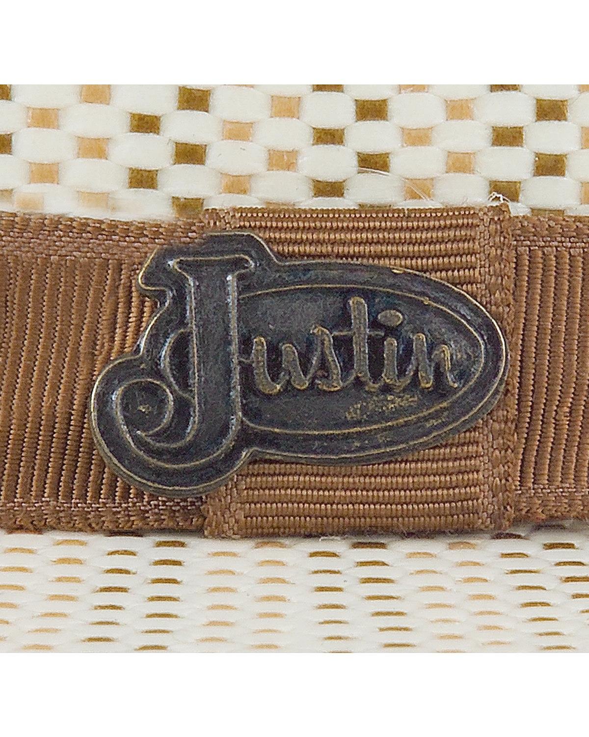 Justin Men's Bent Rail Barrel Straw Cowboy Hat Ivory 7 1/4