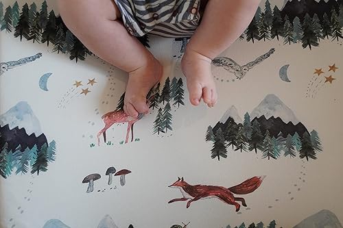 Miniatura 3 de Juego de 2 fundas para cambiador (animales del bosque del bosque), sábanas bajeras de primera calidad, mezcla de algodón suave como la mantequilla