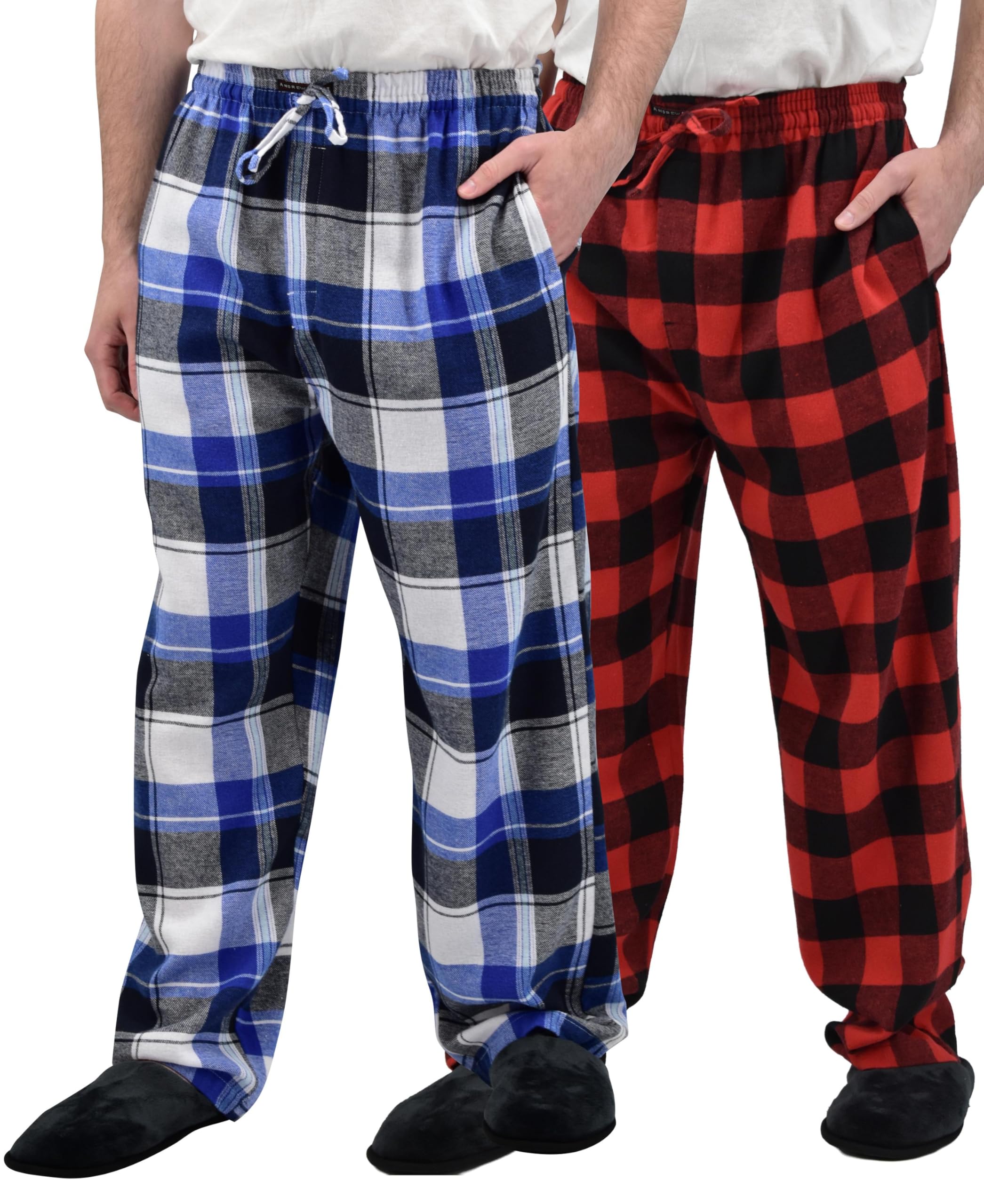 Andrew Scott Men's Flannel Drawstring Pajama Pants | Plush Flannel Fleece | Pockets | Drawstring