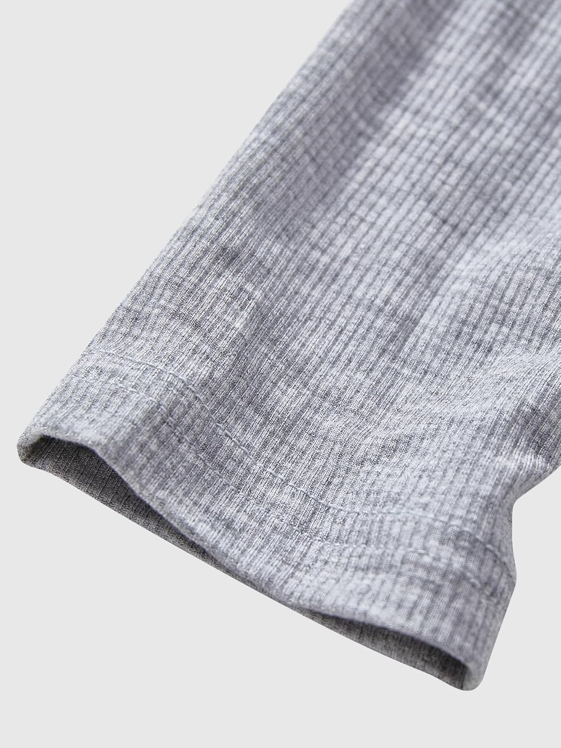 Women's Notch Neck Long Sleeve T Shirt Basic Ribbed Knit Dressy Casual Tops - Image 4