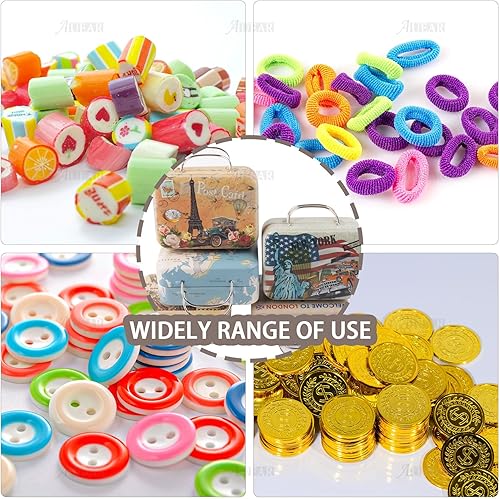 Miniatura 3 de AUEAR, Paquete de 5 cajas vintage para maletas pequeñas, caja de caramelos, placa de estaño, contenedor de almacenamiento de monedas con tapas con