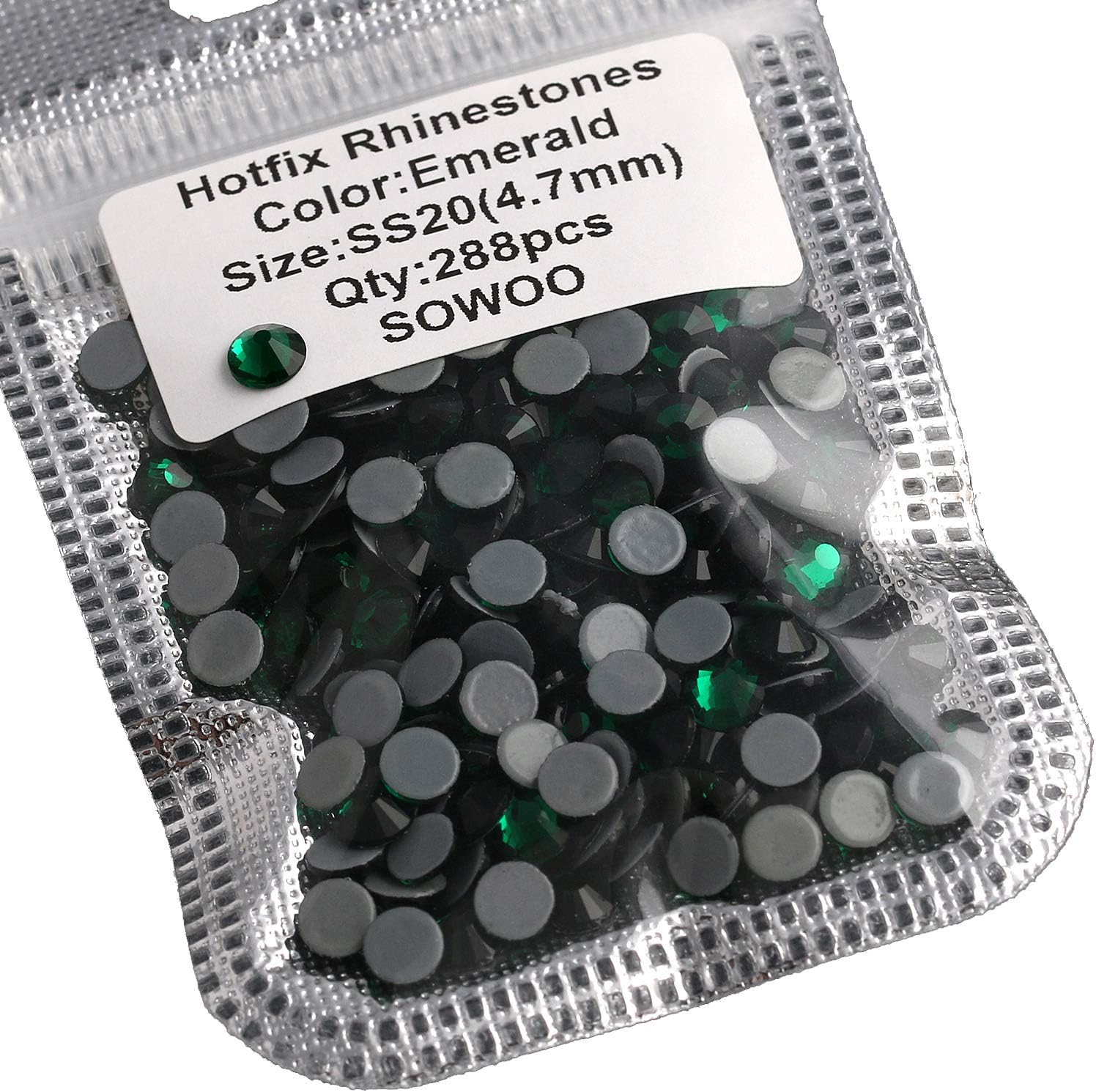 Hotfix Rhinestones Round Shape Flatback Crystal Glass Loose Beads were Fantastic to Decorate Wedding Dresses Shoes Article Containers and Nails|288PCS 16 Facets SS20 Precision Cut Emerald|SOWOO