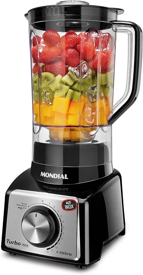 Liquidificador Turbo, Mondial, Preto/Inox, 1000W, 110V - L-1000 BI