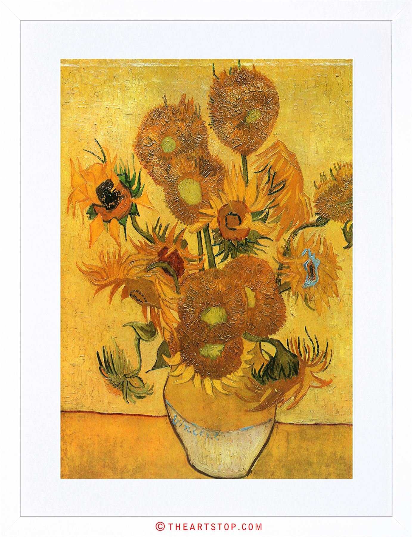 Wee Blue Coo Painting Van Gogh Still Life Vase Fifteen Sunflowers Framed Wall Art Print