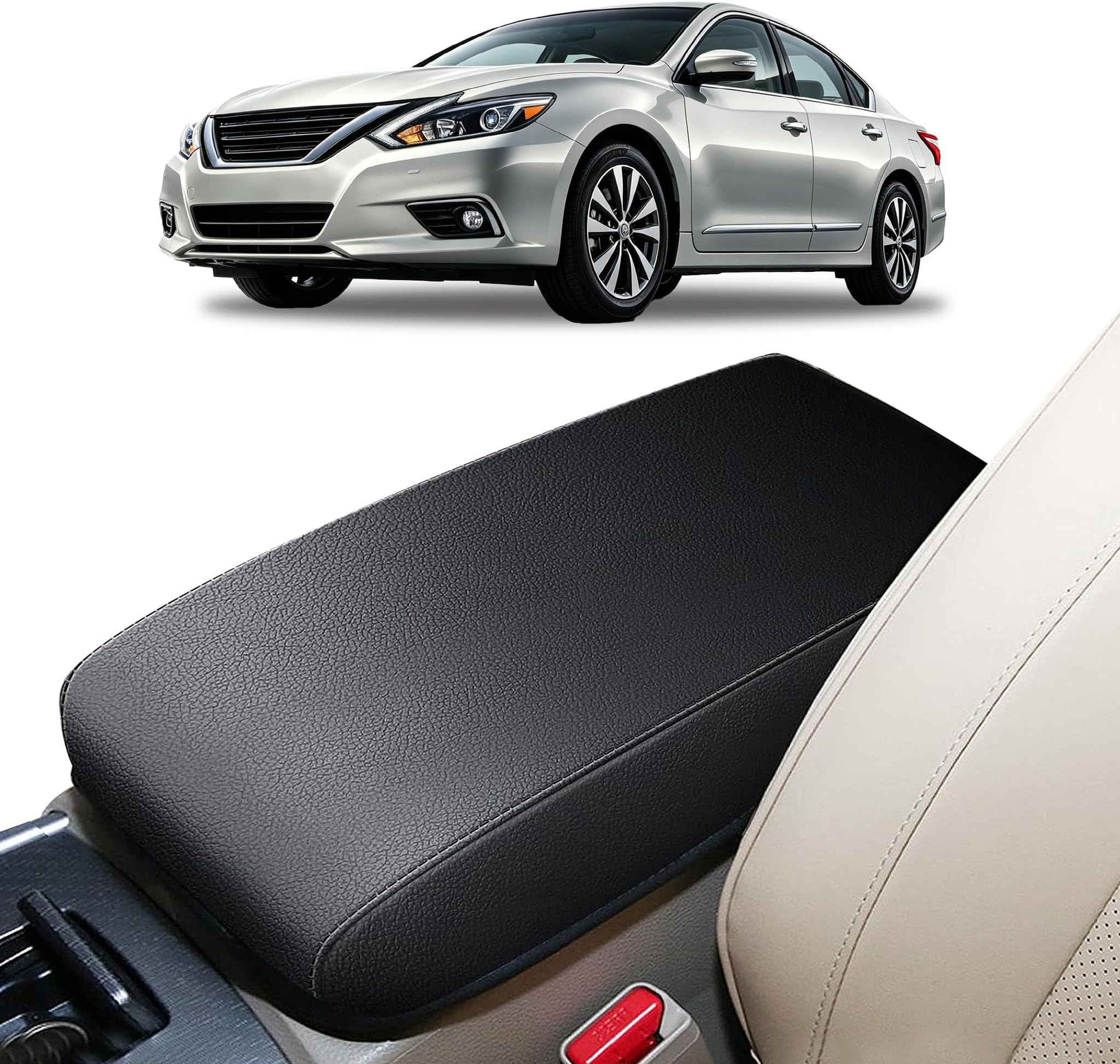 AOMSAZTO Console Covers for 2013-2018 Altima Nissan Black Armrest Pad for Altima | Breathable Material, Waterproof Leather Middle Center Console, Anti-Scratch Cushion Pad, Elbow Armrest Protector