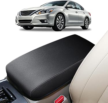 Armrest Console Covers for 2013-2018 Nissan Altima Black with Black Stiches | Breathable Material, Waterproof Leather Middle Center Console, Anti-Scratch Cushion Pad, Elbow Armrest Protector