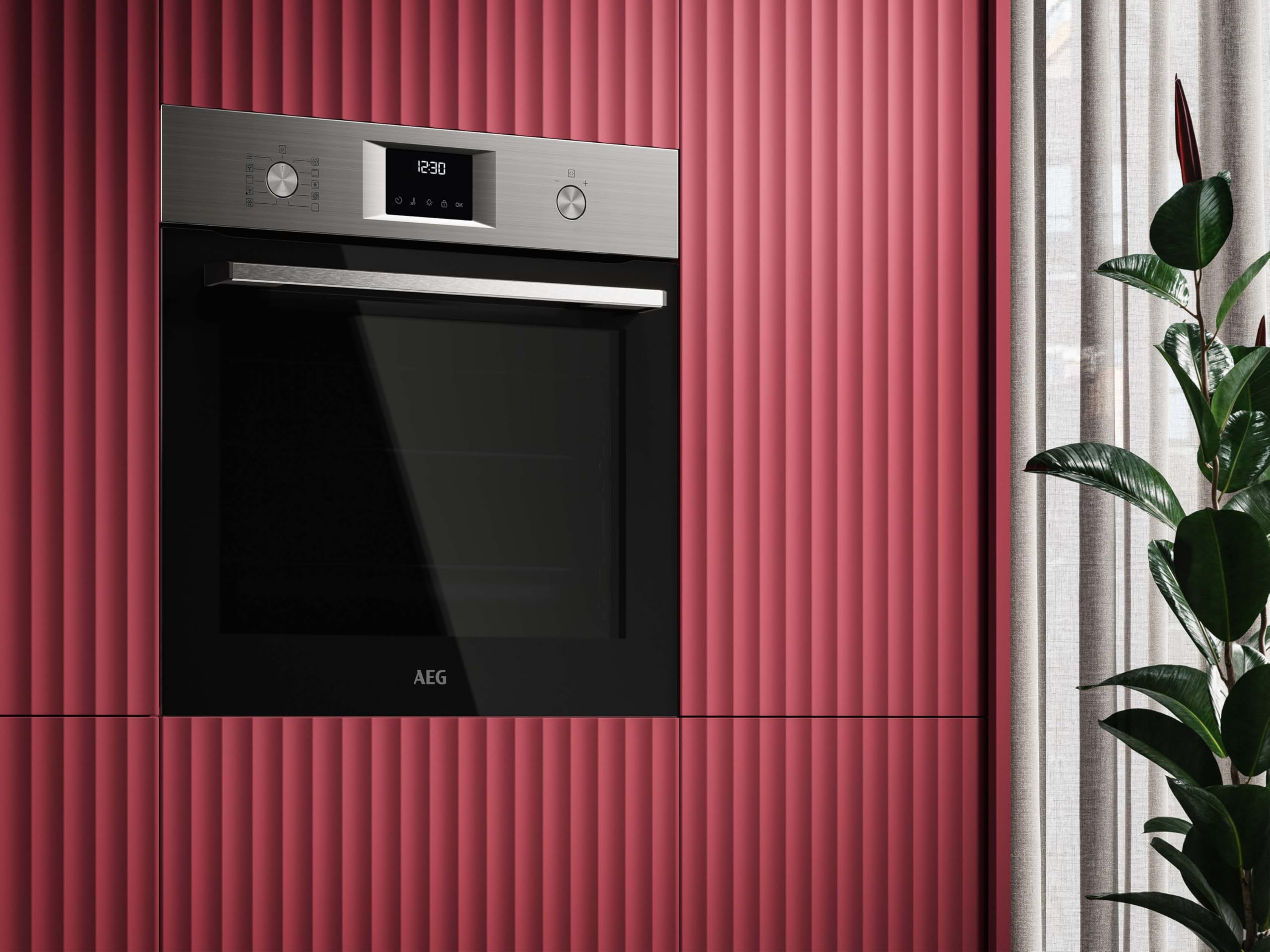 AEG Einbaubackofen Serie 5 Ringheißluft Pyrolyse Selbstreinigung 45 Automatikprogramme LED-Touchdisplay Edelstahl OU5PB40ZSM