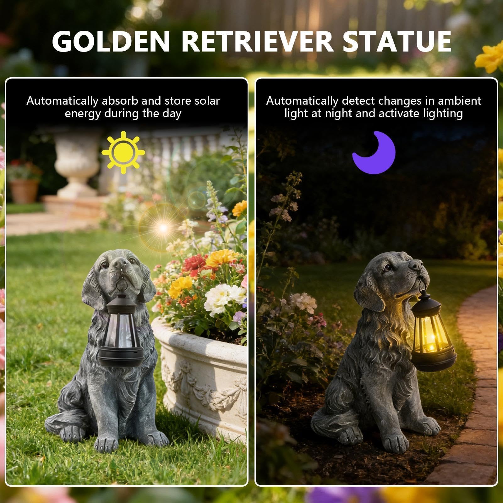 Estatua de Jardín con Energía Solar Lámpara Nocturna Impermeable Temática | Decoración Exterior Luz Solar para Patio para Patio, Jardín Trasero, Celebración de Cumpleaños o Estreno de