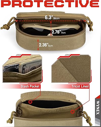 Miniatura 3 de WYNEX Bolsa táctica Molle para gafas, estuche rígido para lentes de sol a prueba de golpes, caja protectora