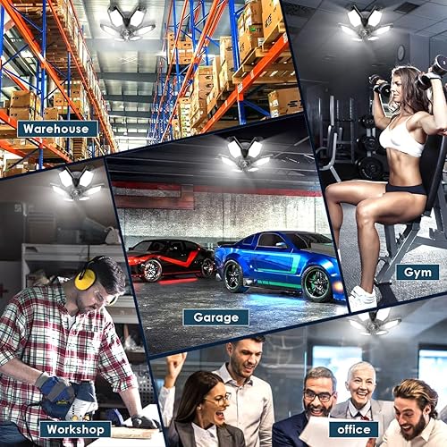 Miniatura 7 de Luces LED de garaje de 150 W actualizadas, paquete de 2 bombillas de garaje atornilladas, 6+1 paneles ajustables, iluminación de garaje de 15000