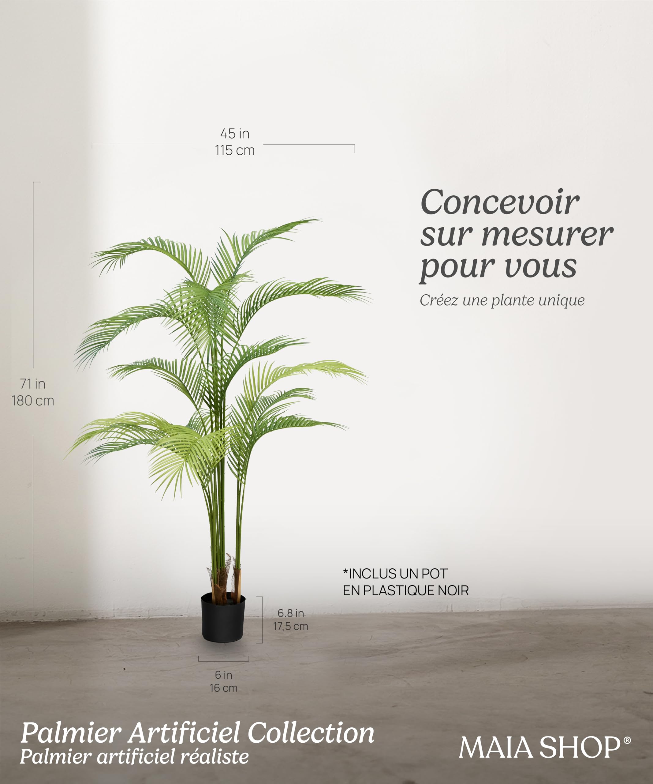 Maia Shop Palmier Areca Artificiel 180 cm - Faux Arbre d'Intérieur