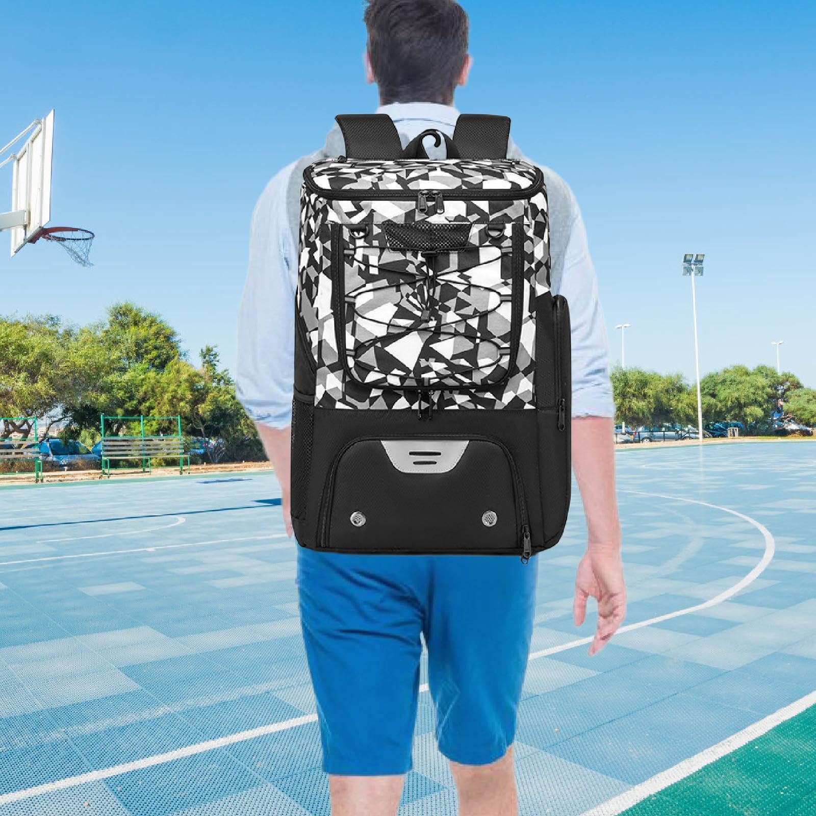 Sac à Dos de Basket-Ball avec Compartiment à Chaussures, pour Salle de Sport, Nuit, Réfléchissant, Respirant, avec Porte-Ballon, Sac de Sport pour Vol