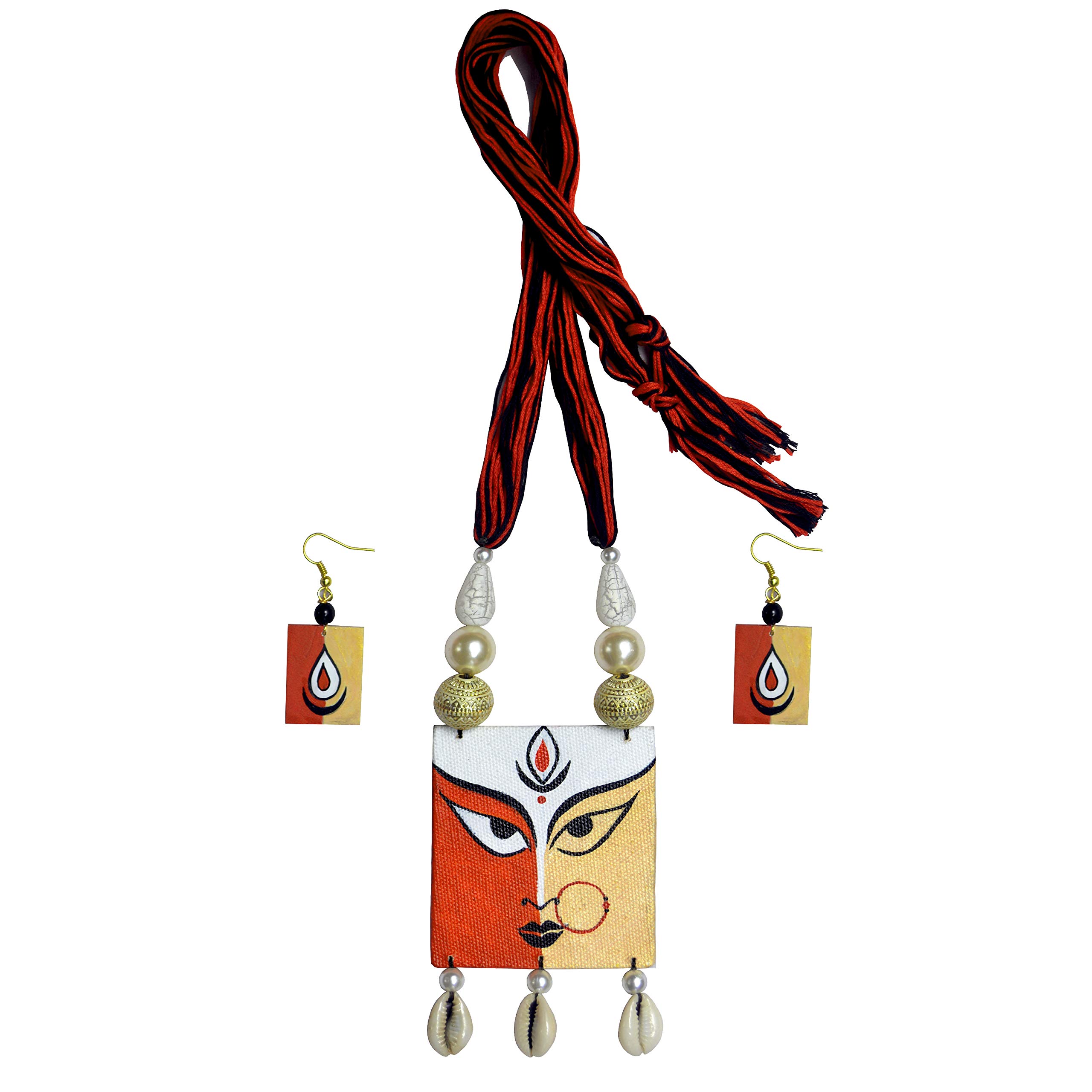 Karukala Canvas Painting Durga Fully Handcrafted Necklace and Ear Ring Set Jewellery For Women and Girls (Color Multi,Size:Free) (B07XGQGK63) Amazon Price History, Amazon Price Tracker